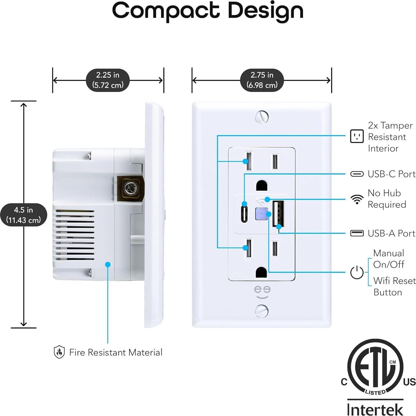 Enchufe Inteligente Geeni Current con 2 Puertos USB-C y USB-A
