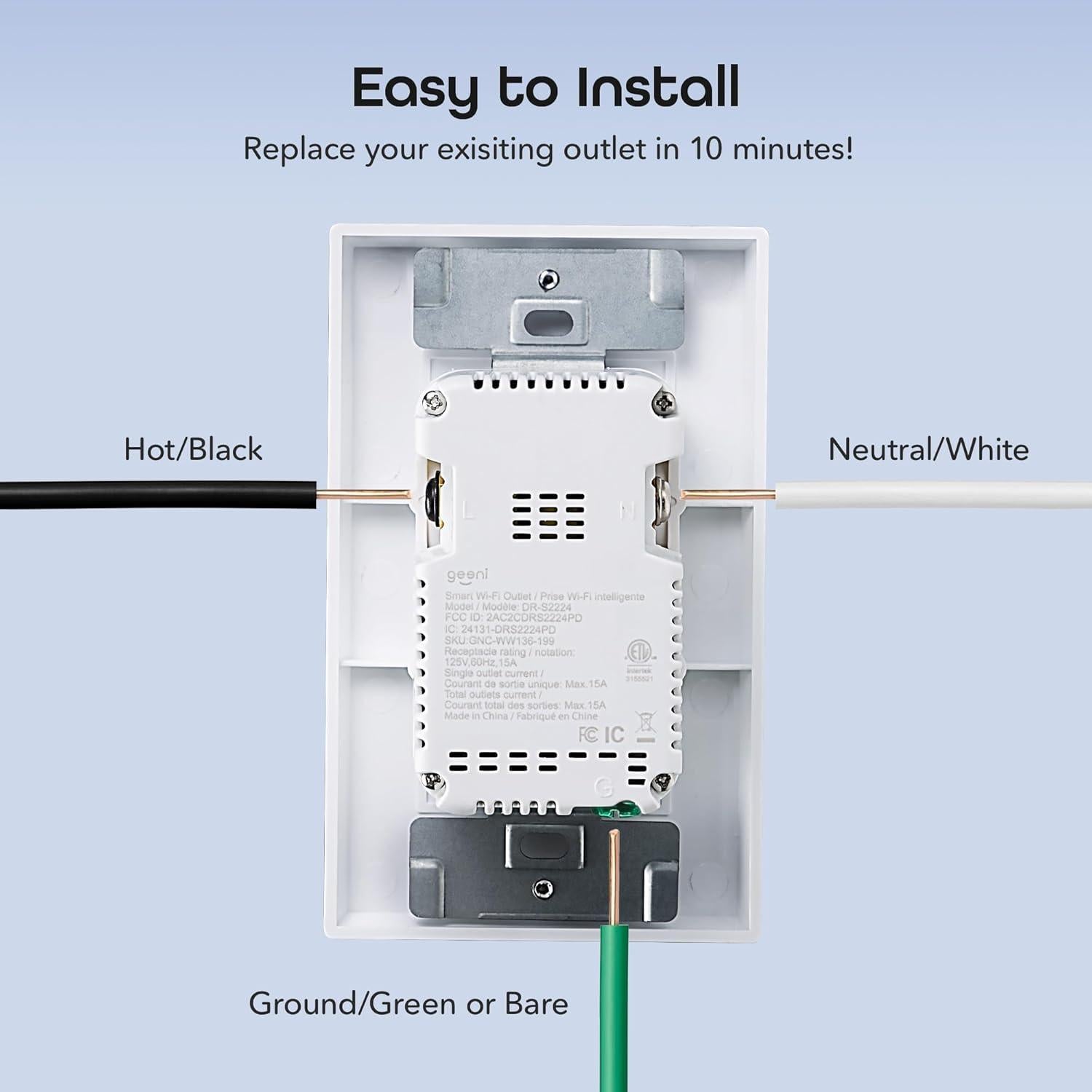 Enchufe Inteligente Geeni Current con 2 Puertos USB-C y USB-A