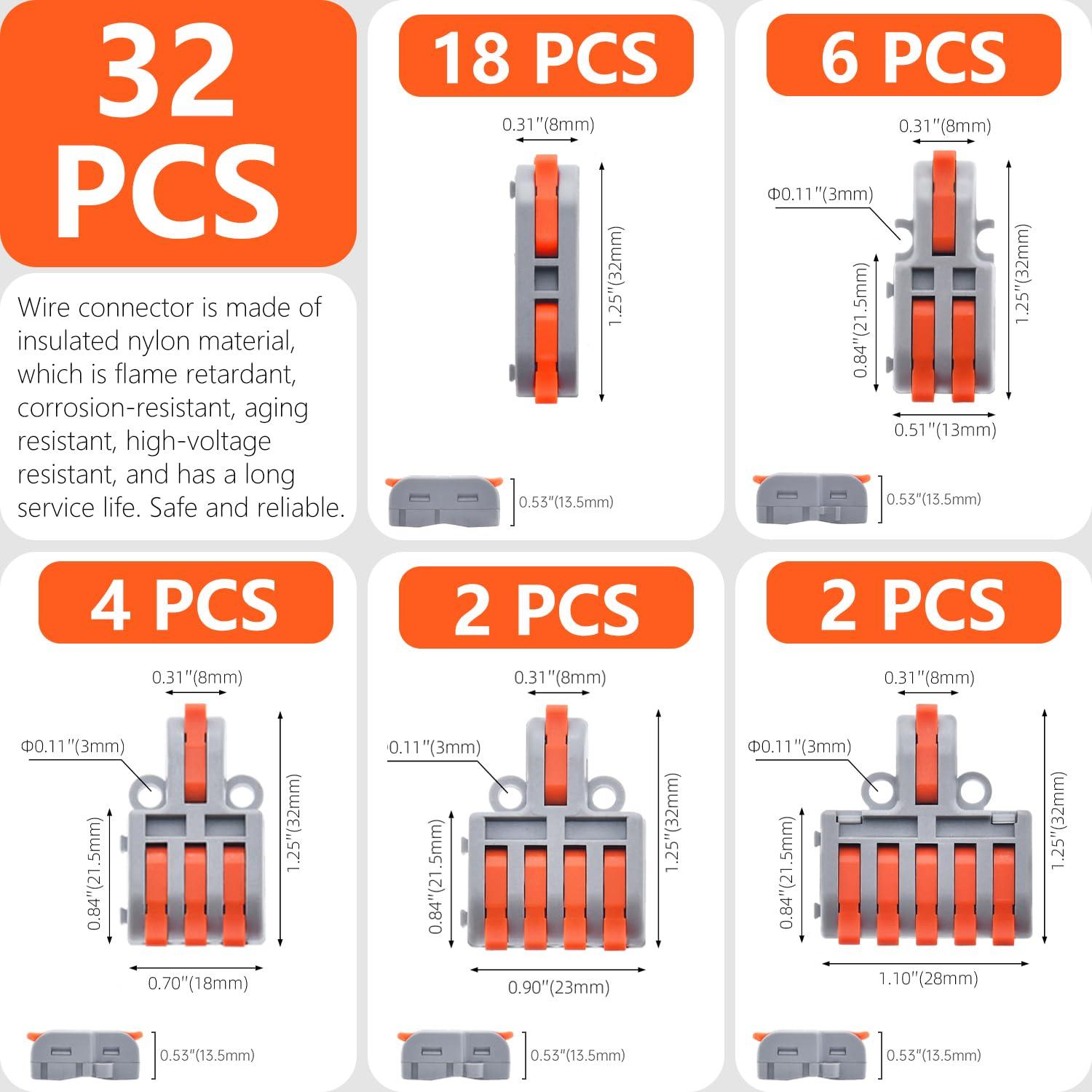 Kit de Conectores Eléctricos XALXMAW 32 Pcs 24-12 AWG