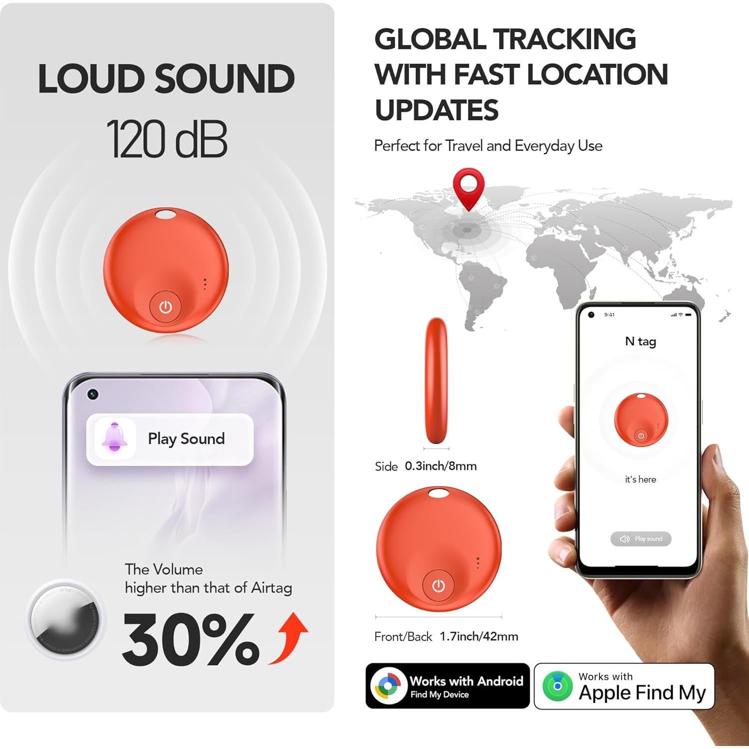 FindTag Duo - Rastreador Bluetooth Dual para iOS y Android, Localizador de Llaves y Equipaje