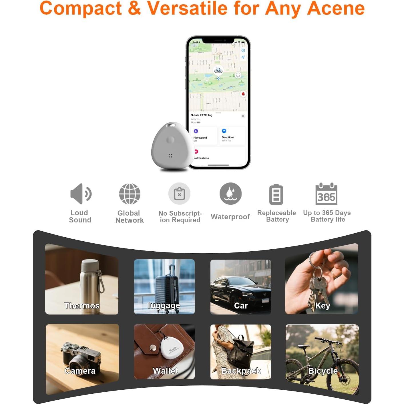 Rastreador Bluetooth Nutale F17X 4 Paquetes Blancos