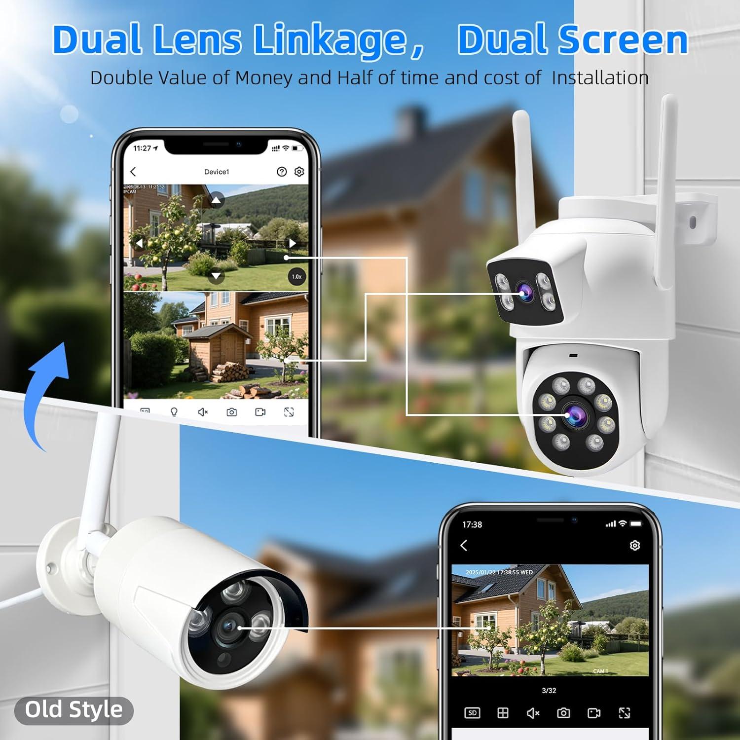 Cámara de Seguridad Inalámbrica GUDFIDIO Doble Lente 2K HD