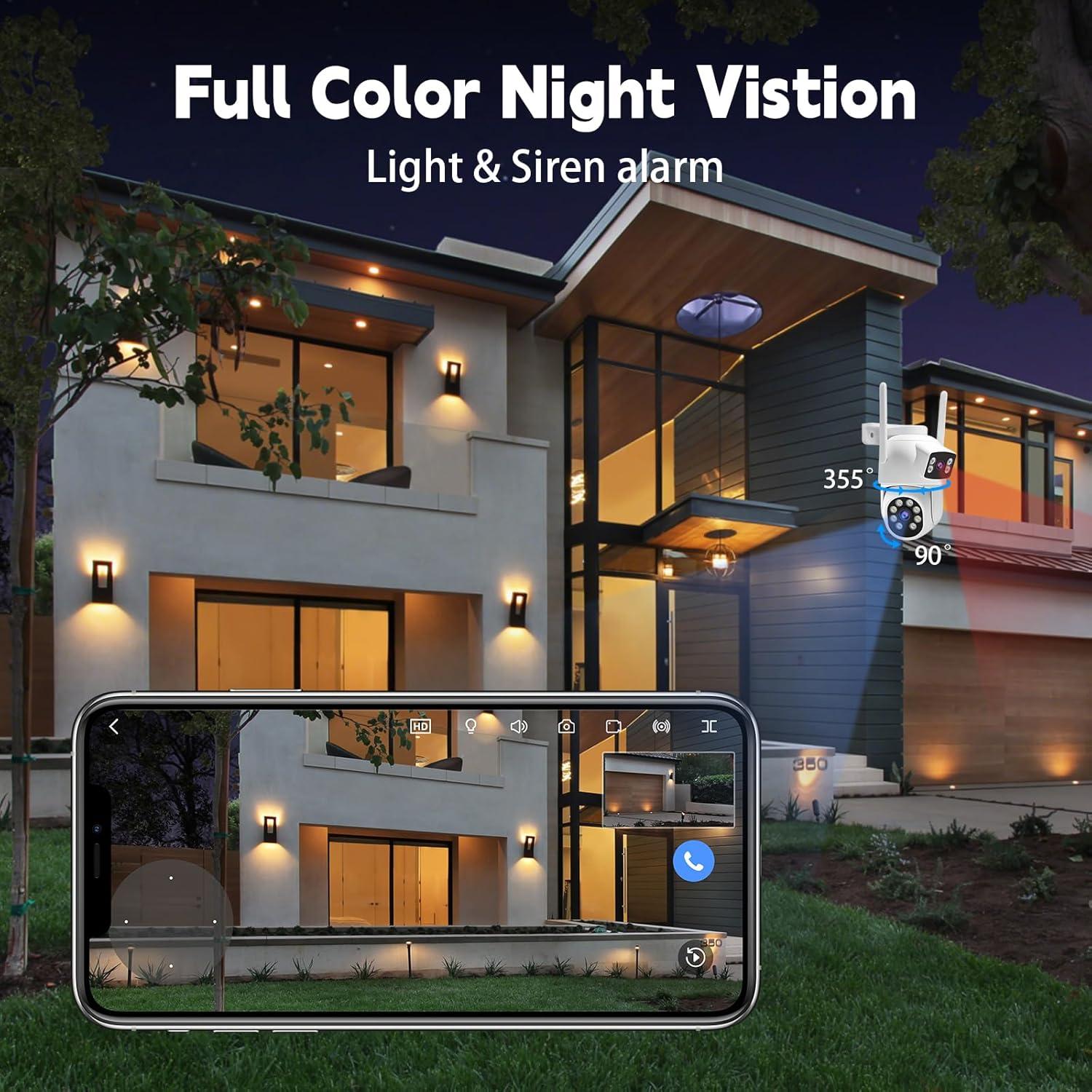 Cámara de Seguridad Inalámbrica GUDFIDIO Doble Lente 2K HD