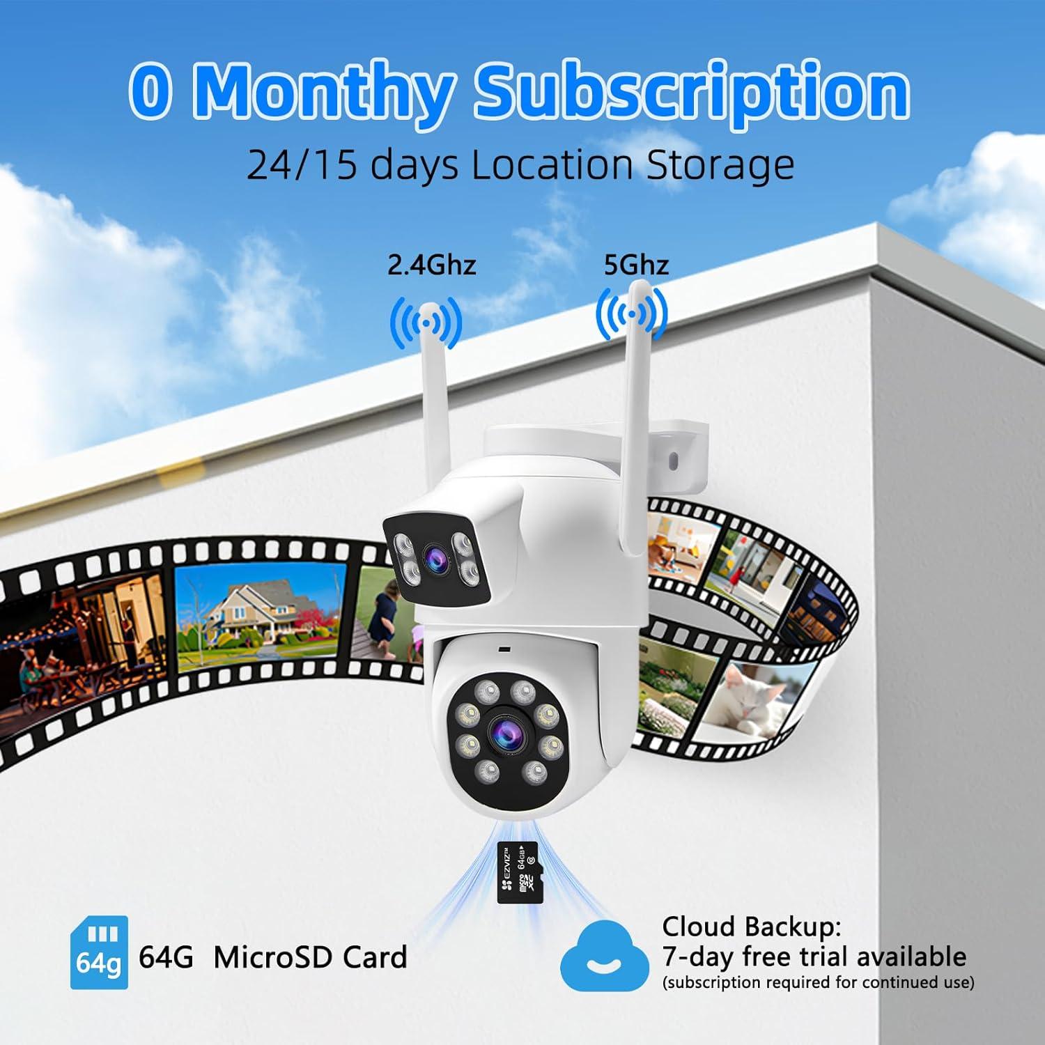 Cámara de Seguridad Inalámbrica GUDFIDIO Doble Lente 2K HD