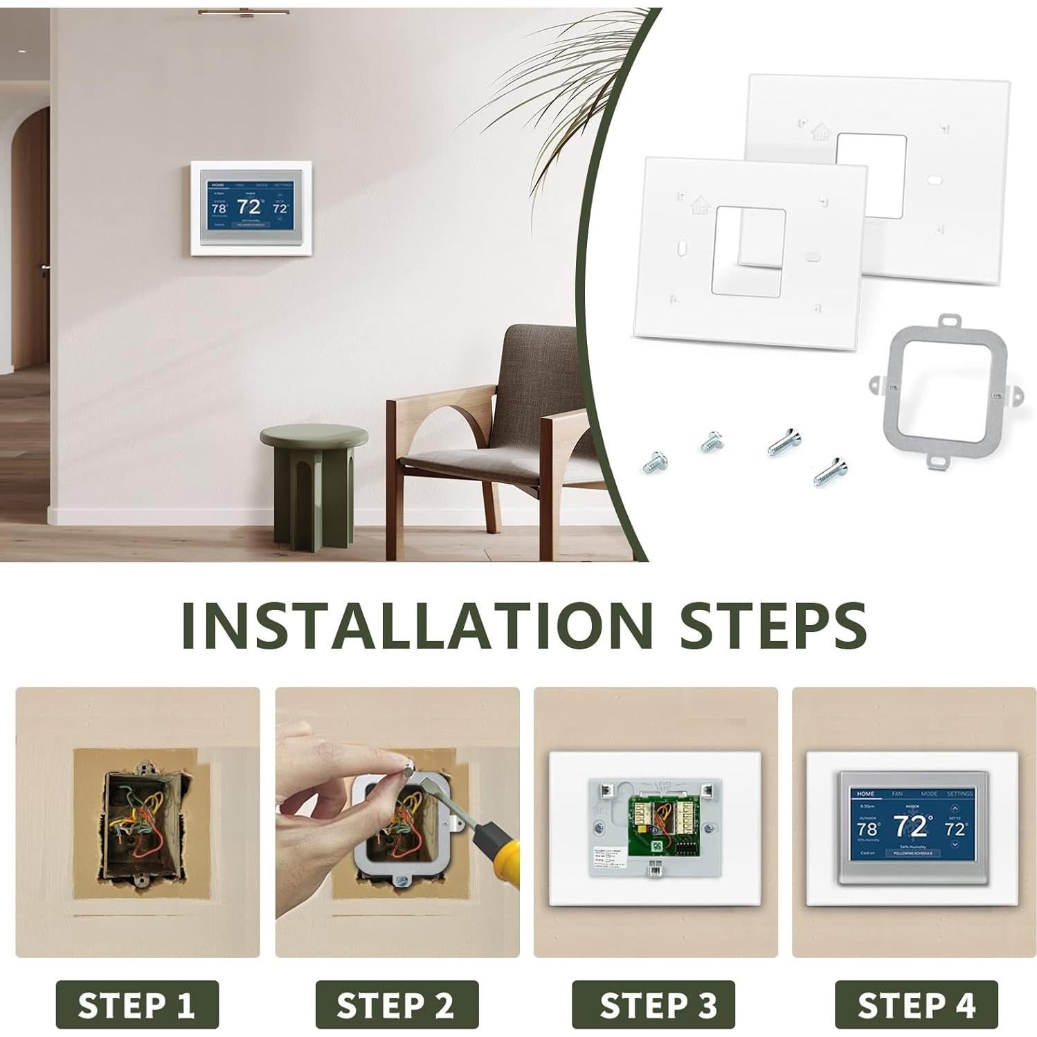 Placa de Pared para Termostato Honeywell THP2400A1027W Blanca