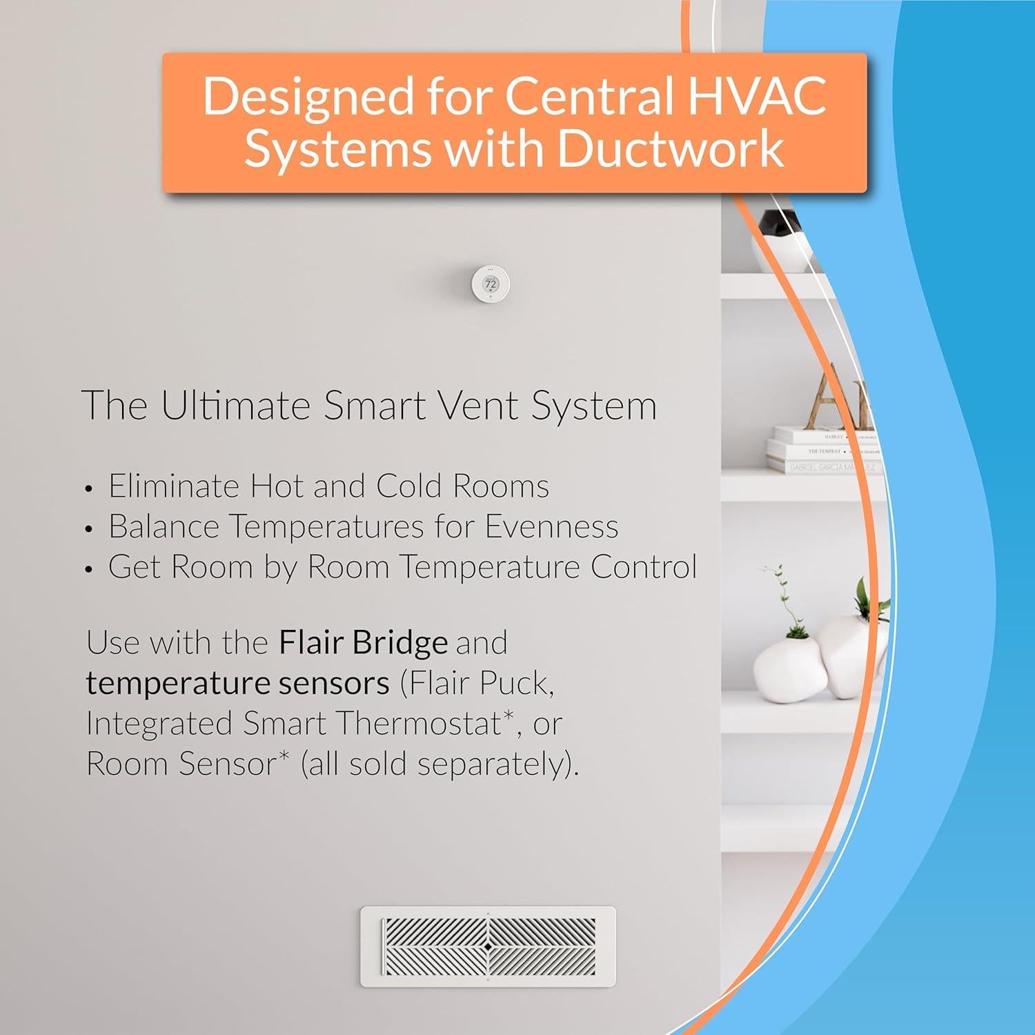 Rejilla Inteligente Flair 18x41 cm Blanco - Control Climático