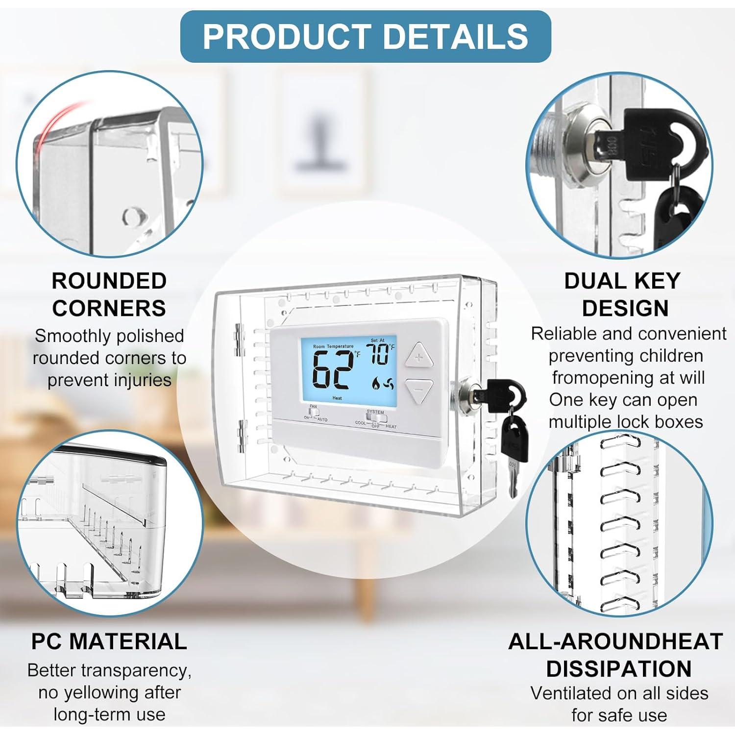 Caja de bloqueo para termostato Ravct Ys-2, 12.2x15.2 cm, con llave