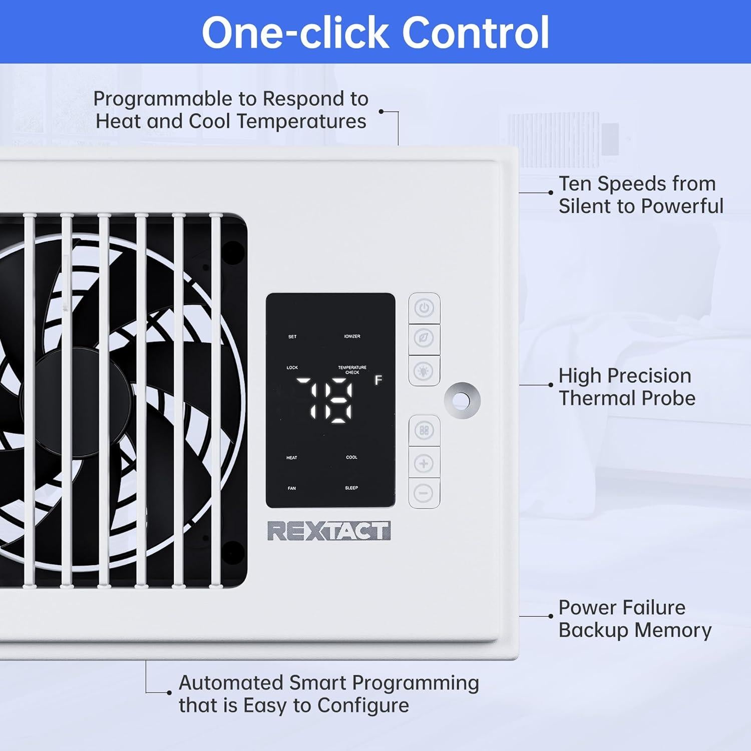 Ventilador Aumentador de Registro RexTact 10 Velocidades 4x10" Blanco