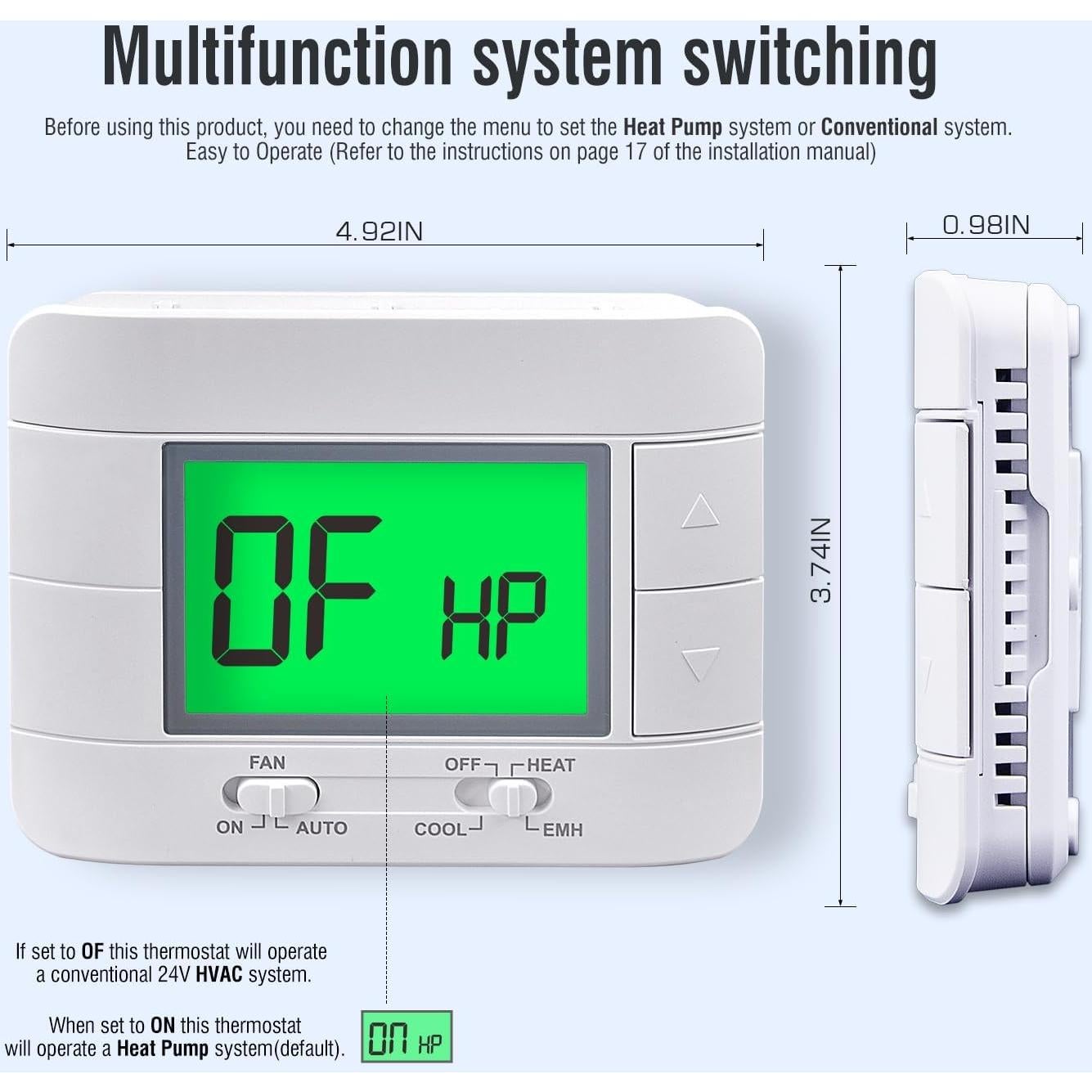 Termostato Garystat Bomba de Calor No Programable 24V