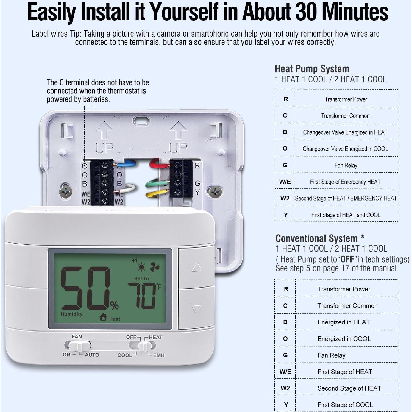 Termostato Garystat Bomba de Calor No Programable 24V