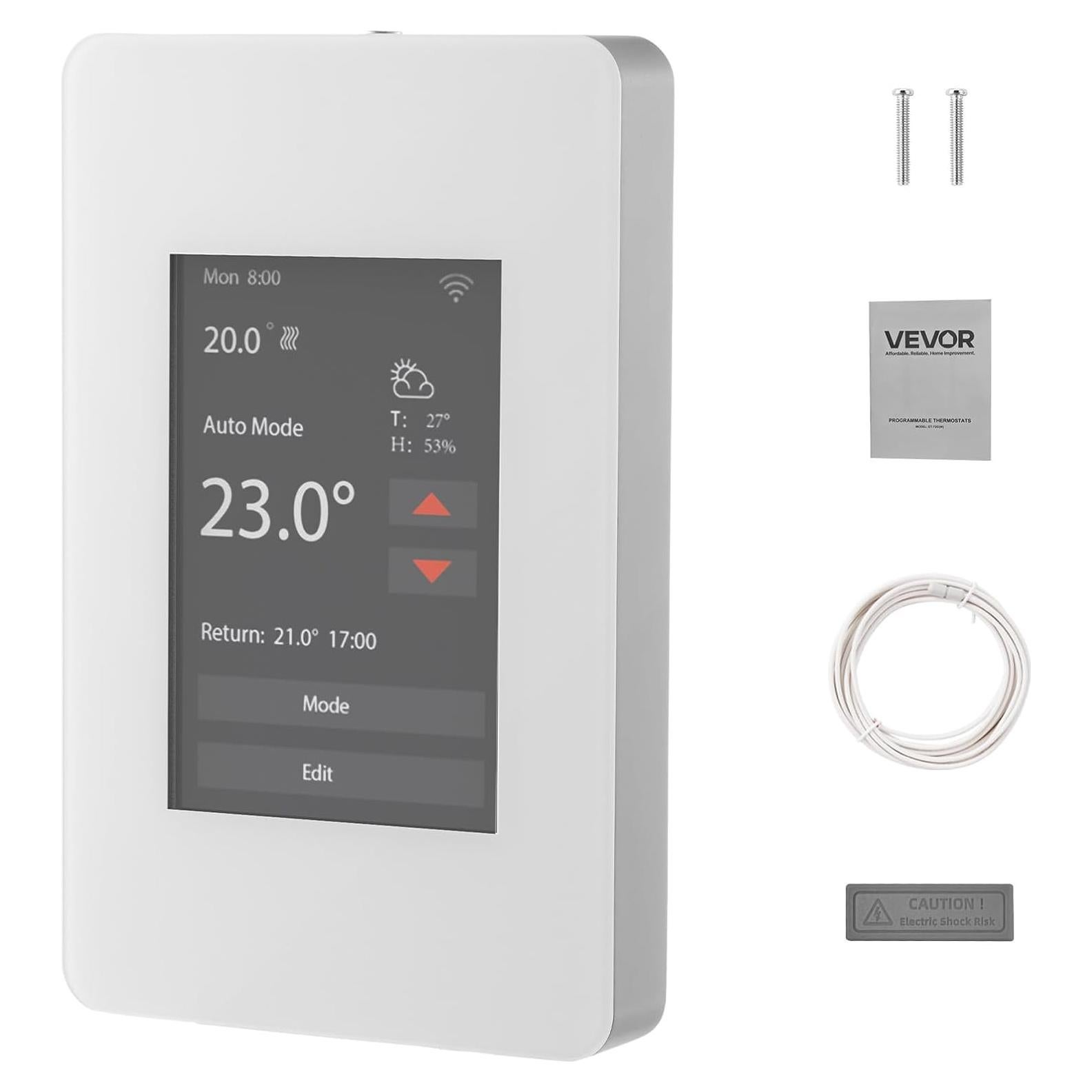 Termostato Programable 7 Días VEVOR para Calefacción Radiante