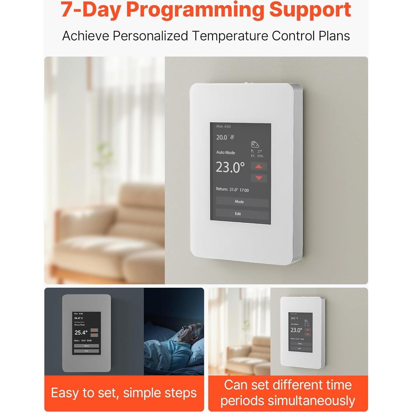Termostato Programable 7 Días VEVOR para Calefacción Radiante