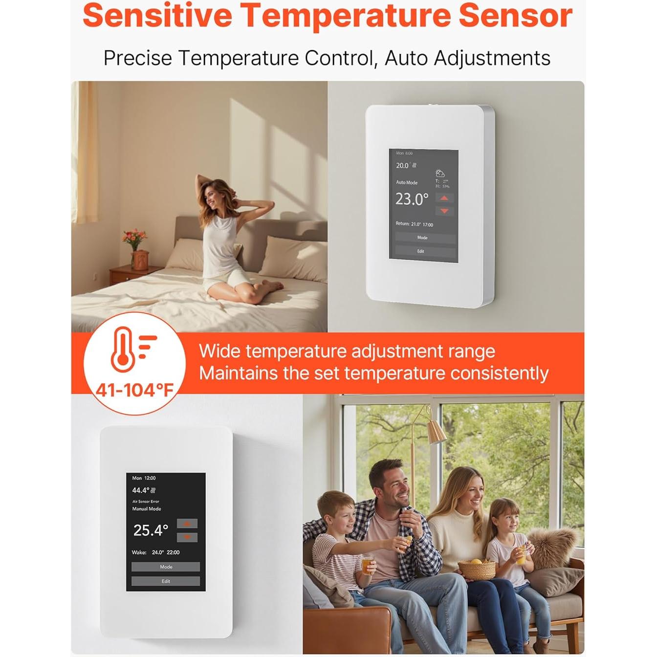 Termostato Programable 7 Días VEVOR para Calefacción Radiante