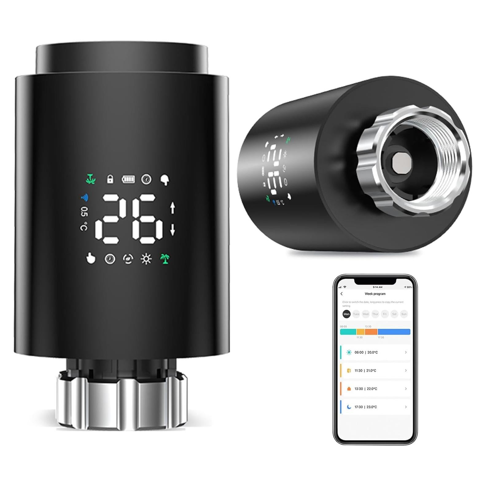 Válvula Termostática Inteligente SENCKIT Zigbee Negro