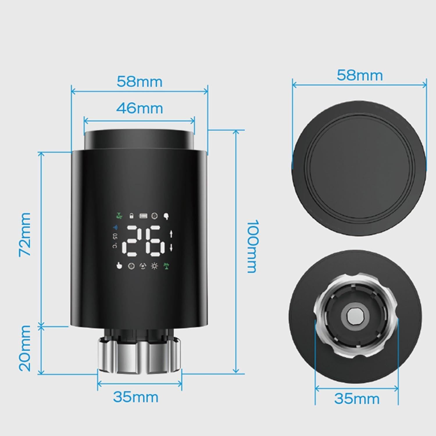 Válvula Termostática Inteligente SENCKIT Zigbee Negro