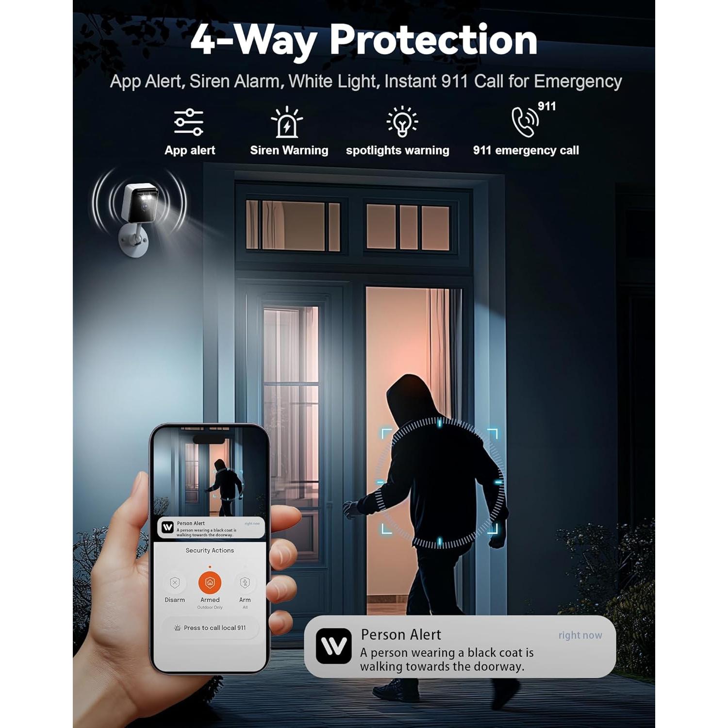 Cámara de Seguridad Interior Gianteye 2K Wi-Fi Doble Banda