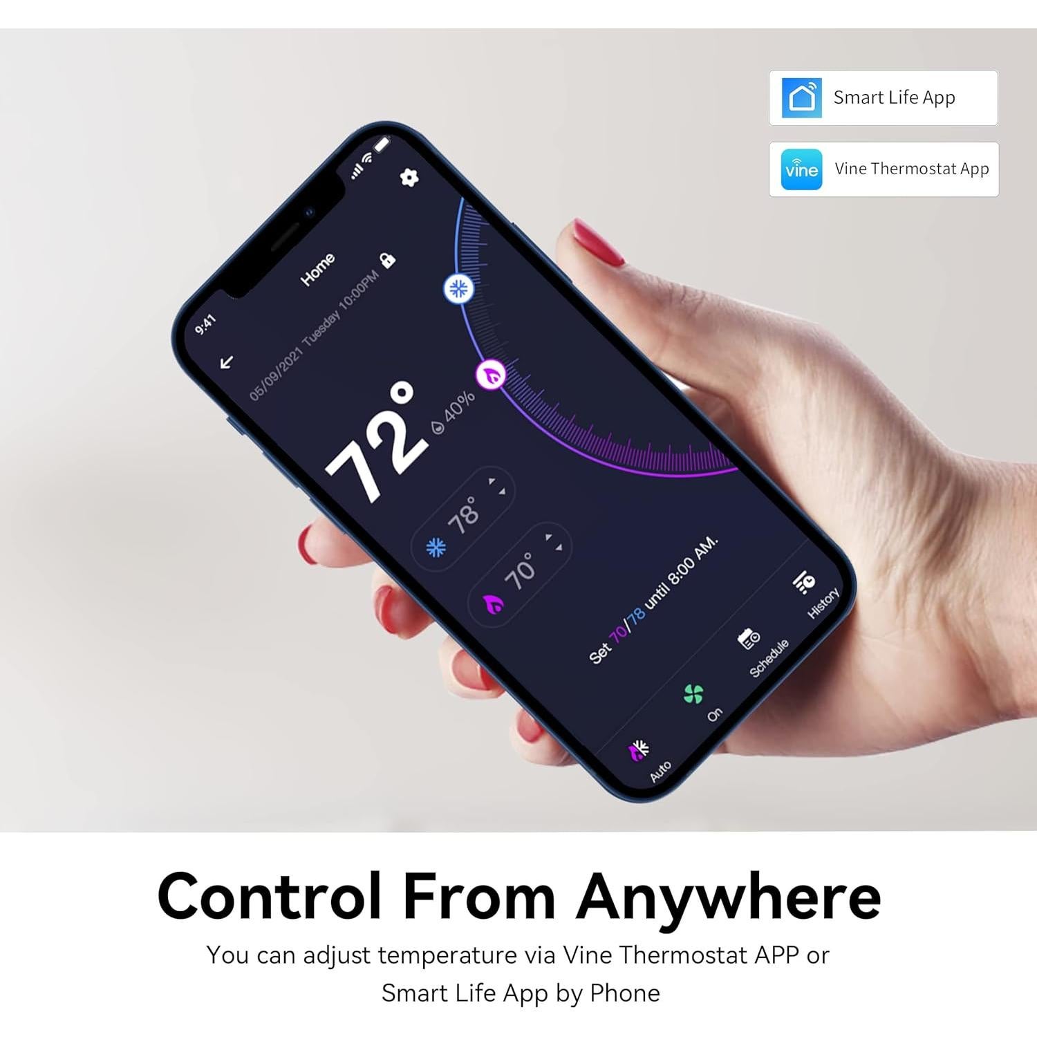 Termostato Inteligente Wi-Fi Vine TJ-560 Pantalla Táctil 10.16 cm