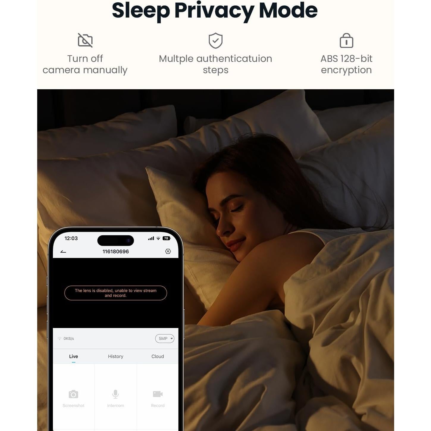 Cámara de Seguridad Interior ieGeek 2K 3MP WiFi con Alexa