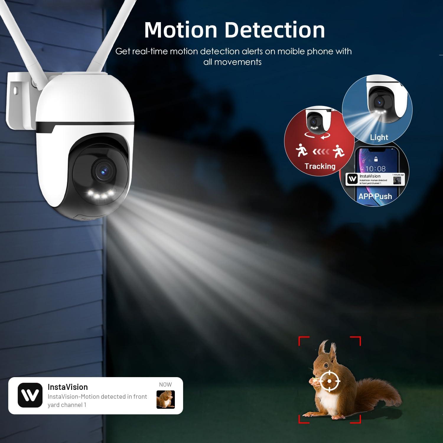 Cámara de Seguridad WiFi Potegrap 2K HD 24/7 con Alarma AI 911