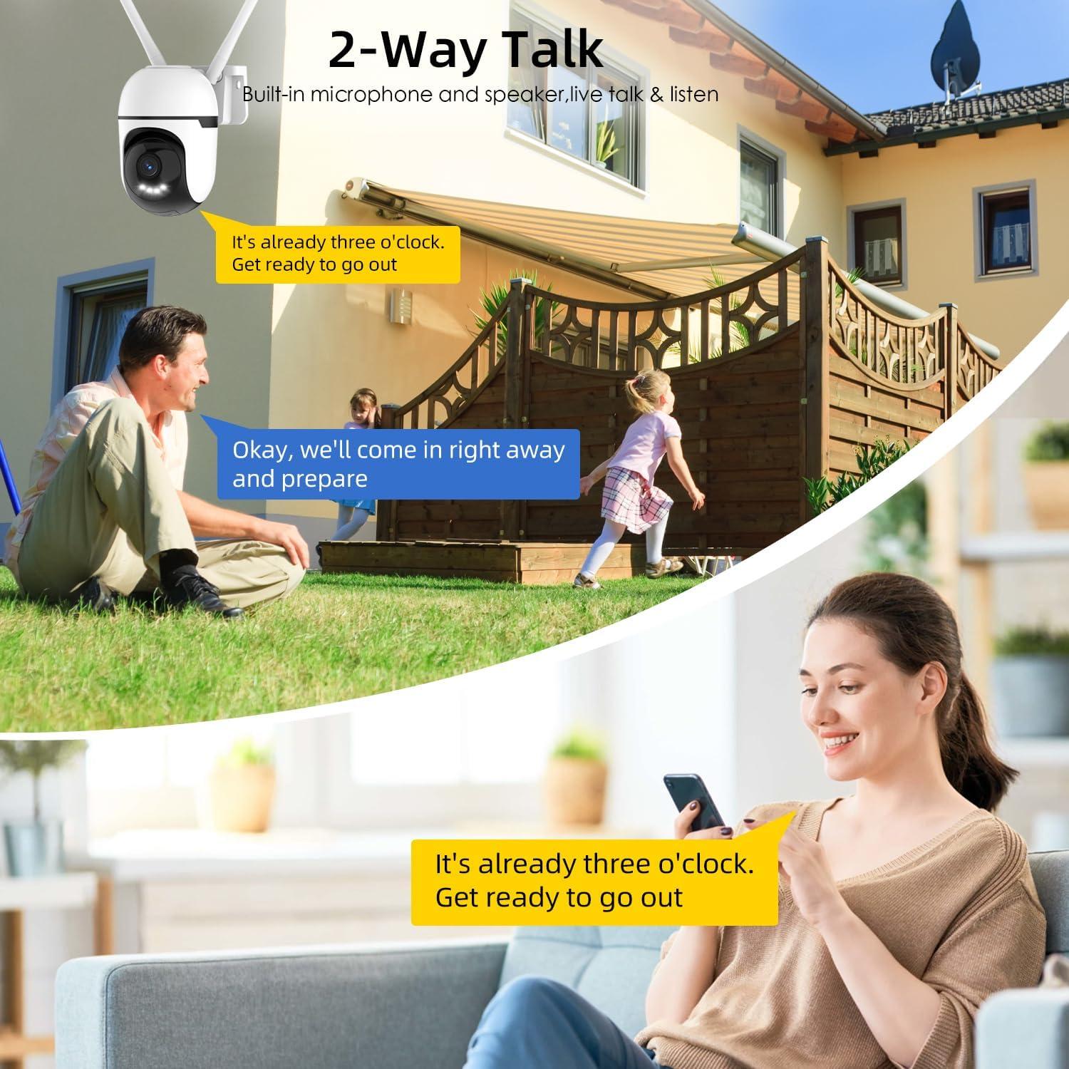 Cámara de Seguridad WiFi Potegrap 2K HD 24/7 con Alarma AI 911