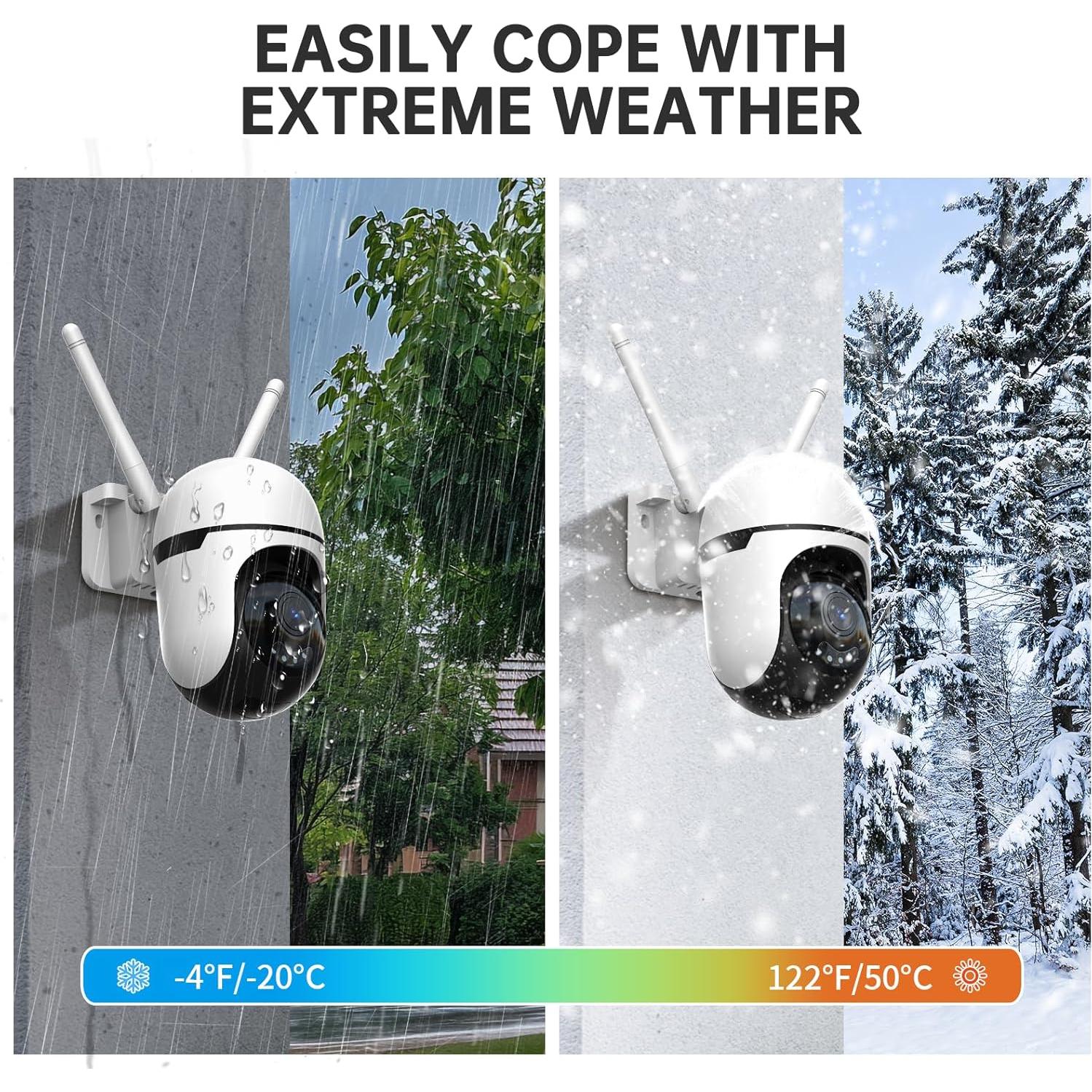 Cámara de Seguridad WiFi Potegrap 2K HD 24/7 con Alarma AI 911