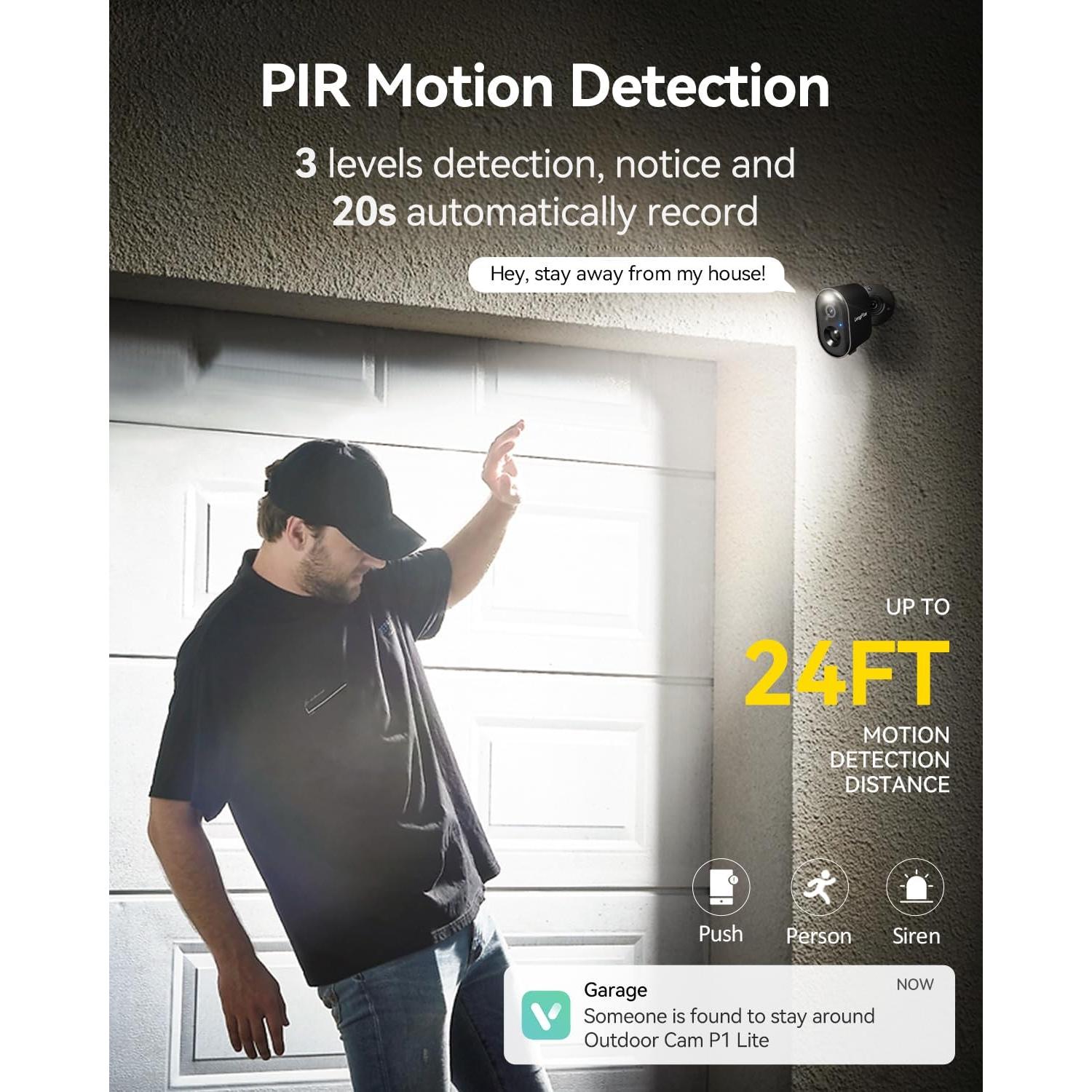 Cámaras de Seguridad Inalámbricas LongPlus 2K con AI - 2Pack