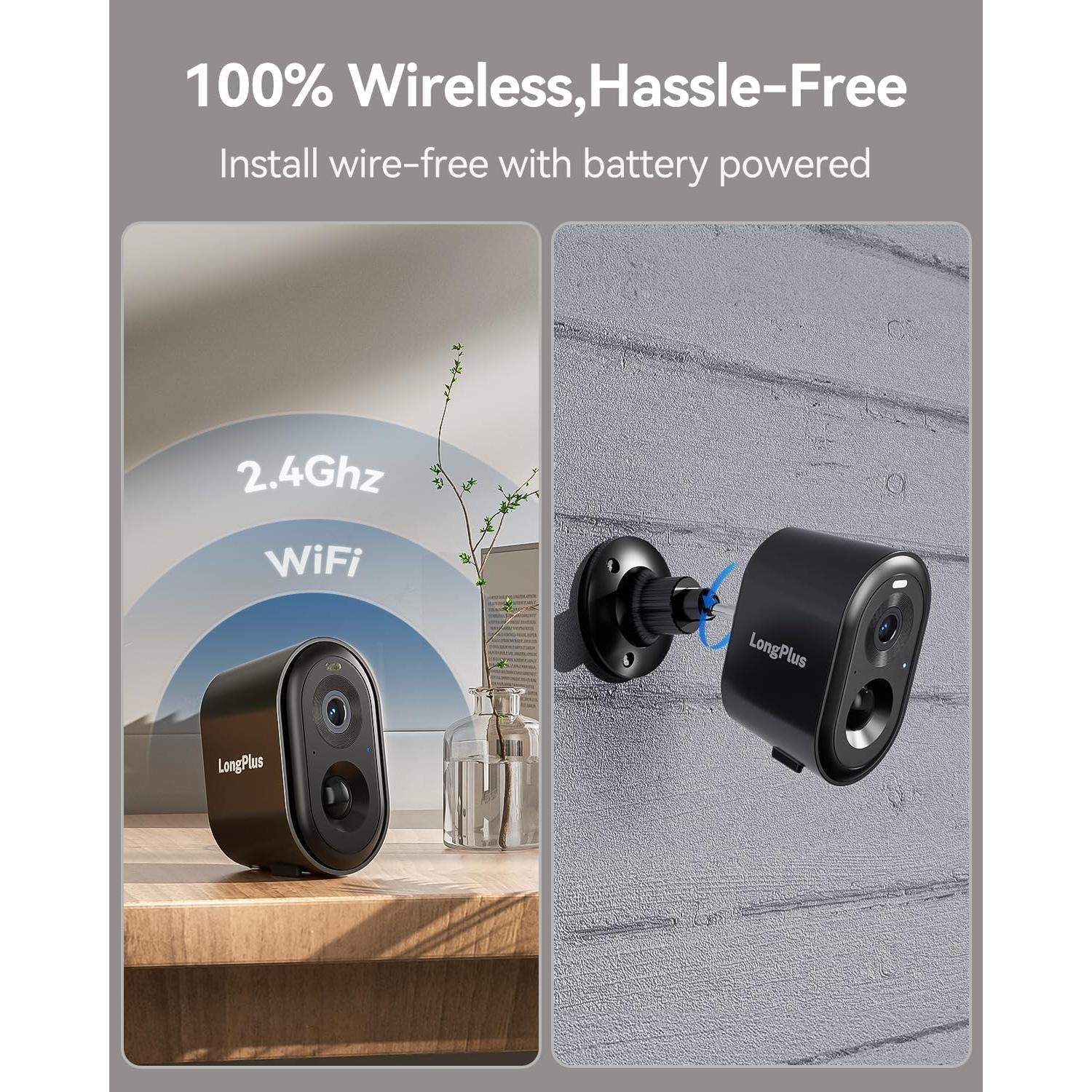 Cámaras de Seguridad Inalámbricas LongPlus 2K con AI - 2Pack