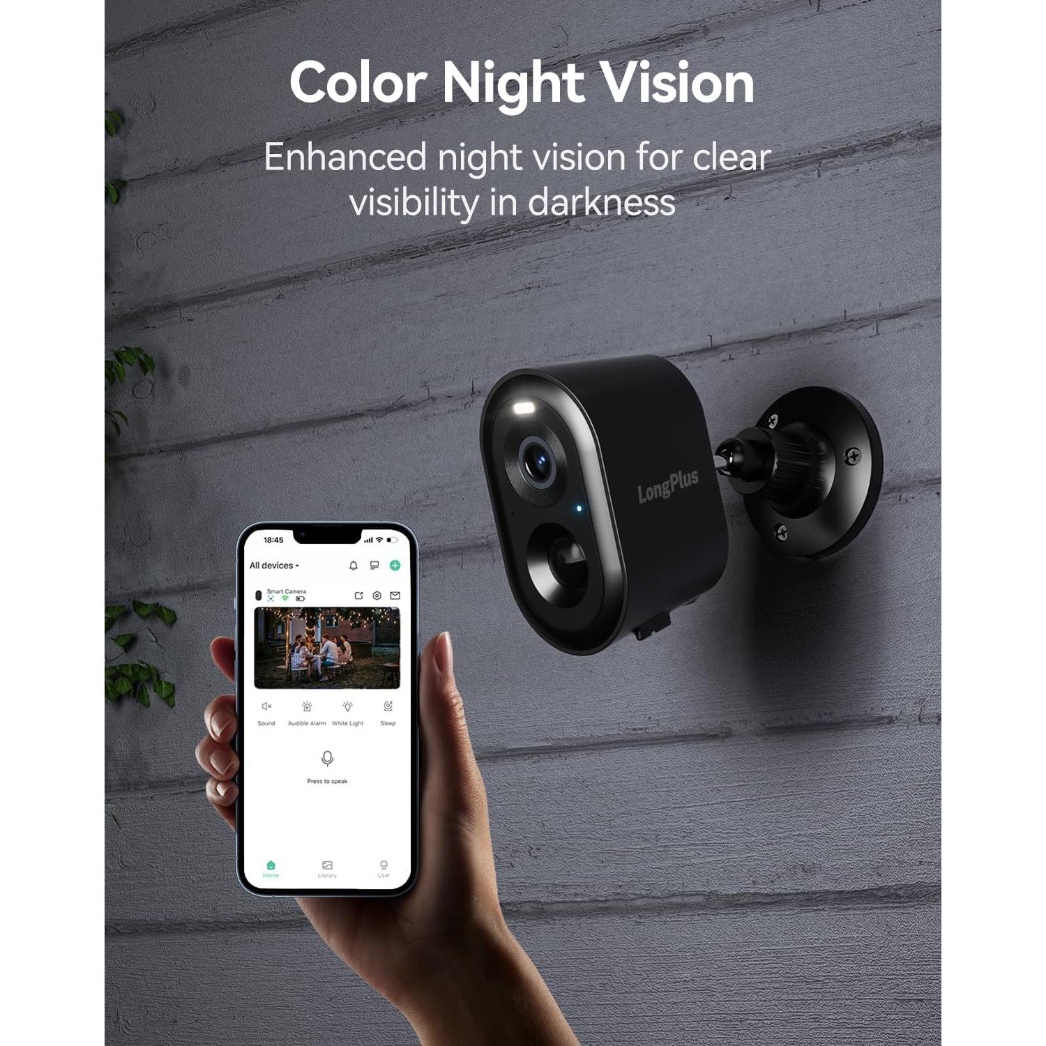 Cámaras de Seguridad Inalámbricas LongPlus 2K con AI - 2Pack