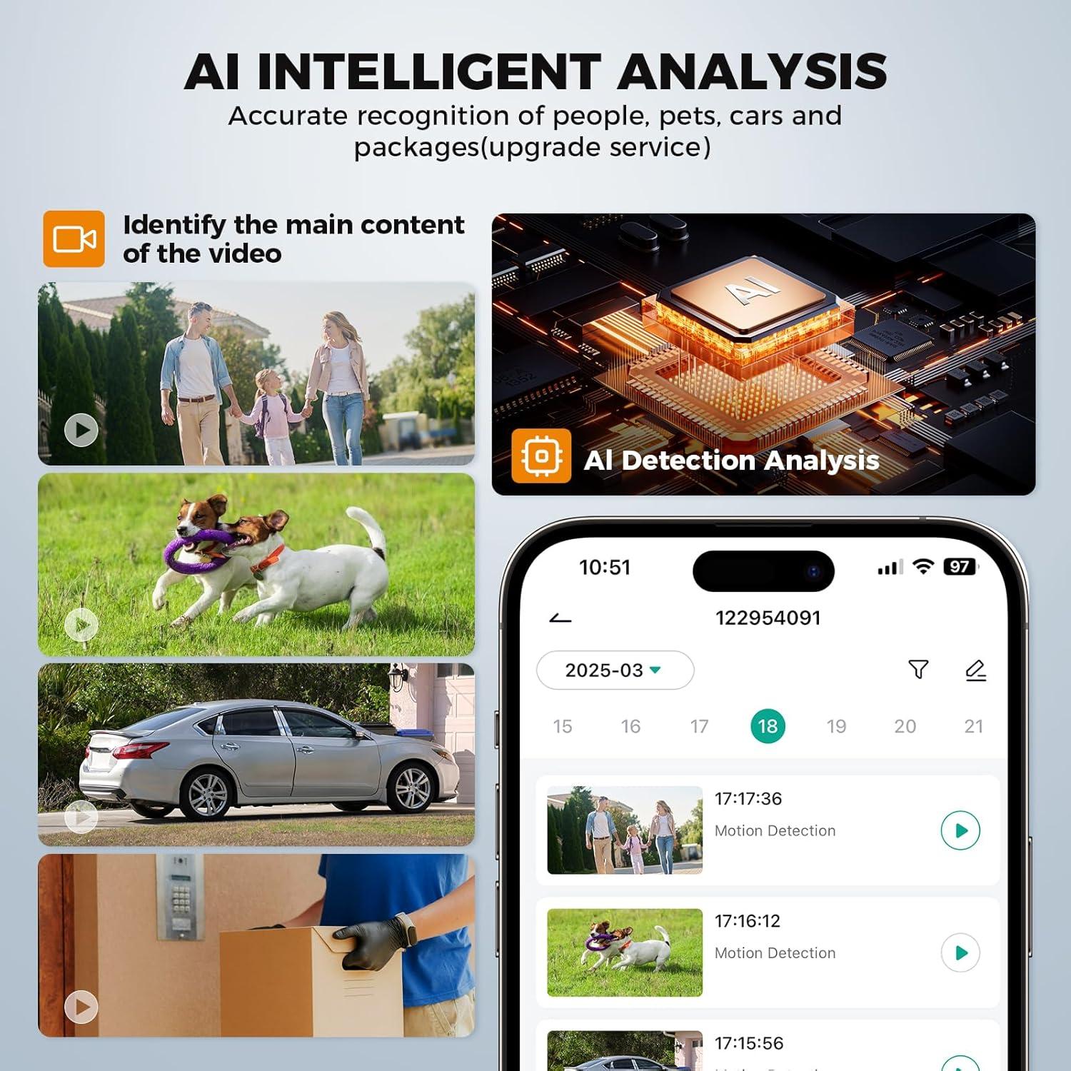 Cámara de Seguridad Inalámbrica Cadrali 2K HD con Batería 5200mAh