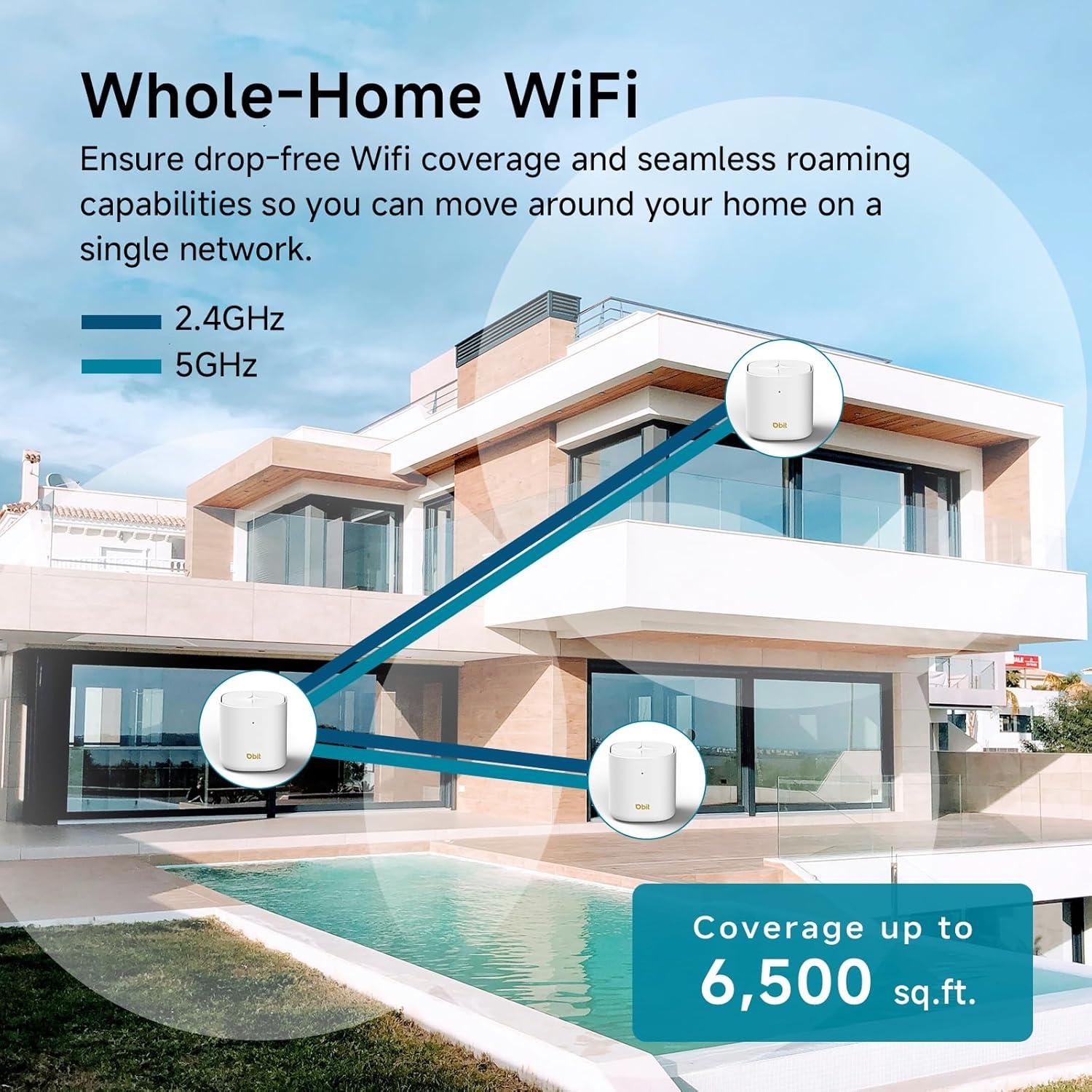 Sistema WiFi 6 Mesh DBIT D-MAX5, Cobertura 56,000 m², 3 Unidades