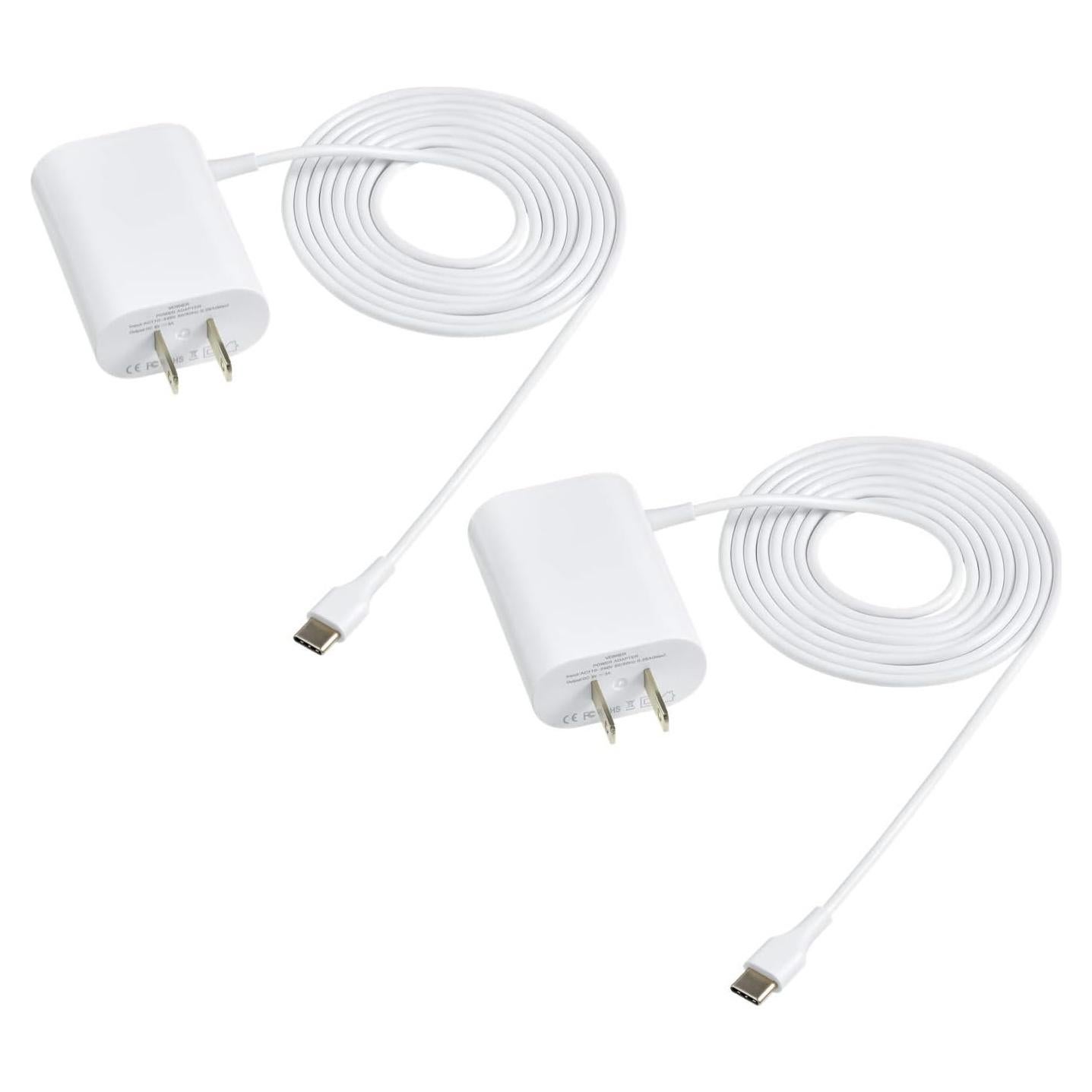 Adaptador de corriente USB-C Vebner 2 Paquete 1.83m para Google WiFi