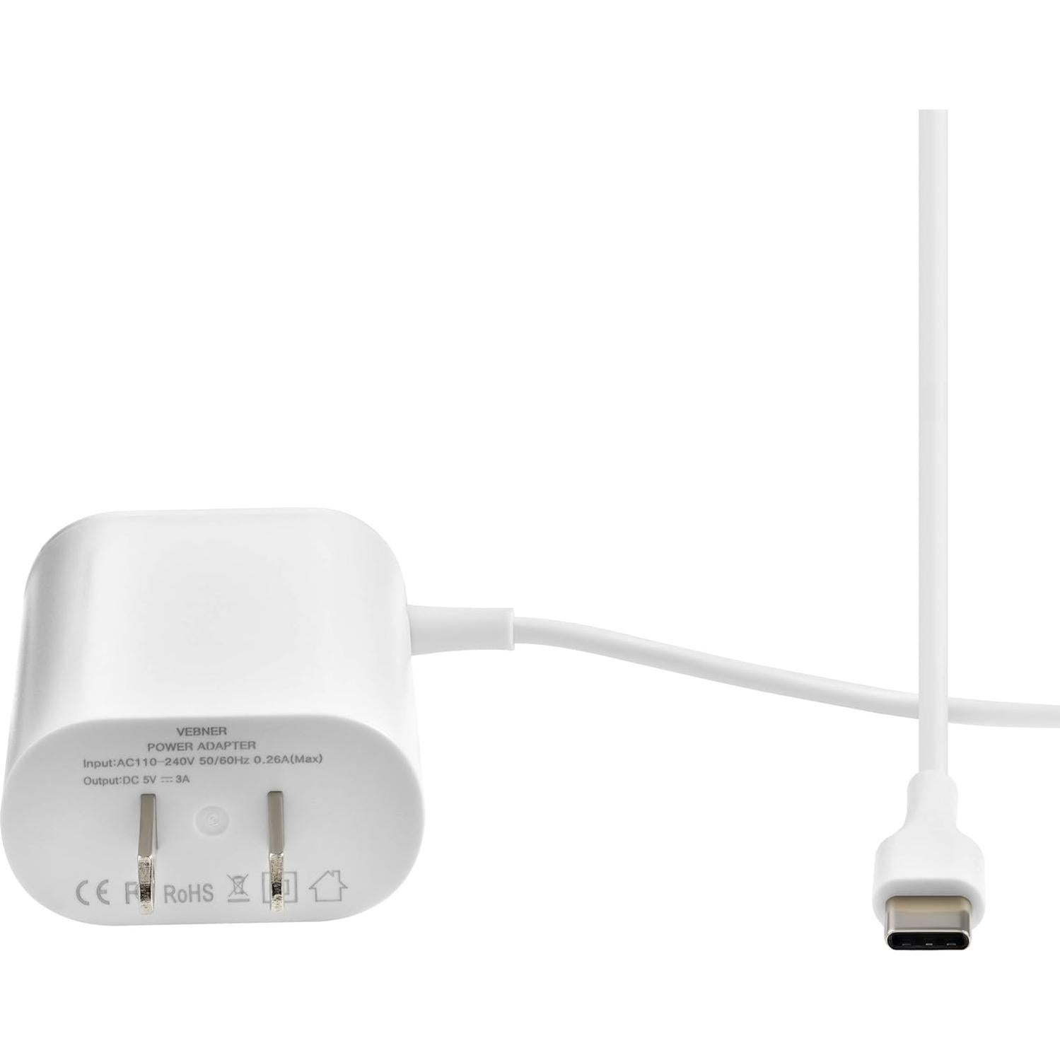 Adaptador de corriente USB-C Vebner 2 Paquete 1.83m para Google WiFi