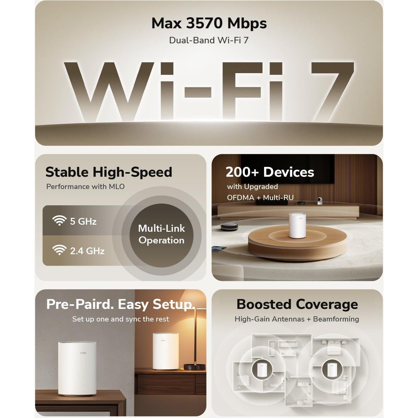 Sistema Wi-Fi Mesh Cudy M3600 2-Pack Doble Banda 3.6 Gbps