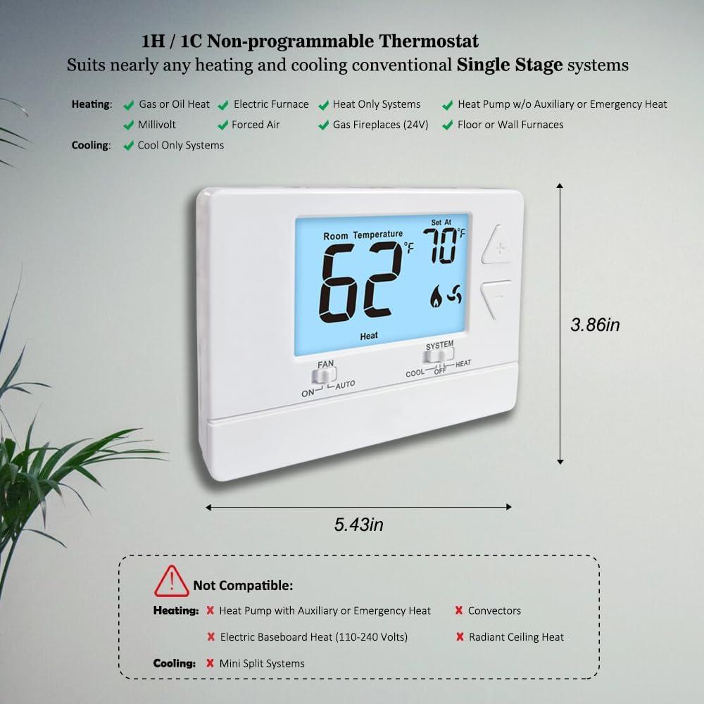 Termostato Digital No Programable Riseem S3001 Blanco 24V