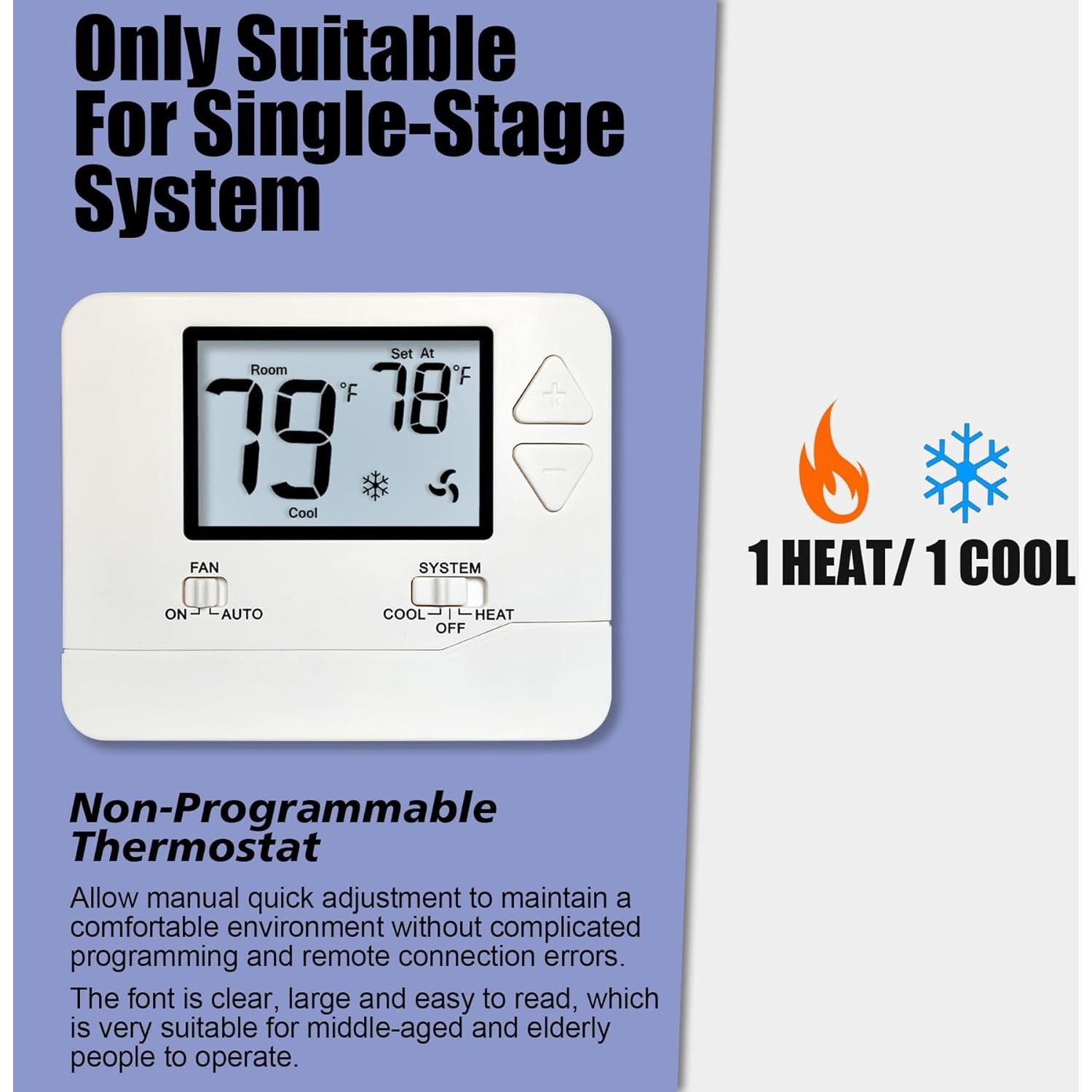 Termostato No Programable Heagstat H701 1H/1C con Retroiluminación