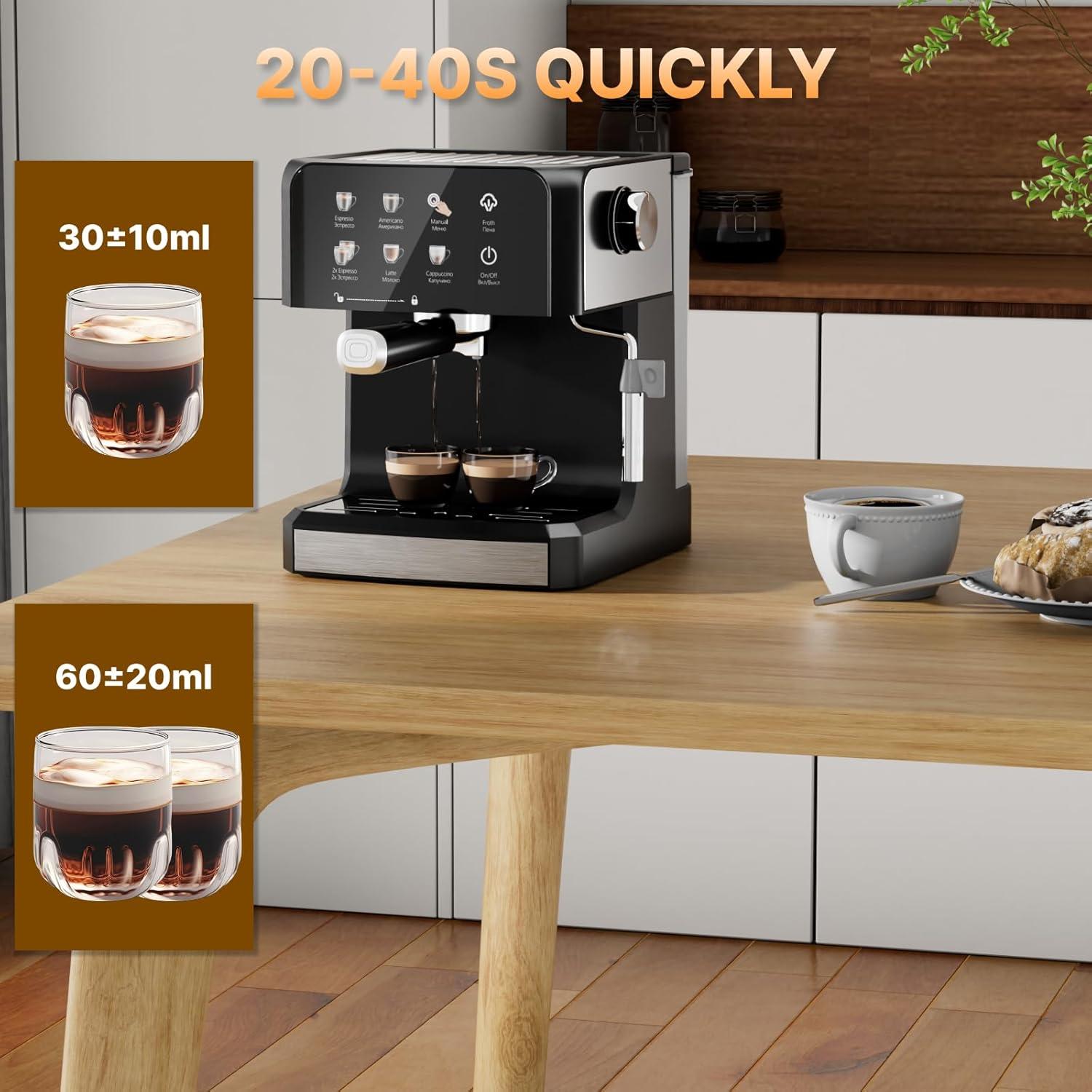 Máquina de Espresso AMZRIGG 8023 20 Bar con Espumador de Leche