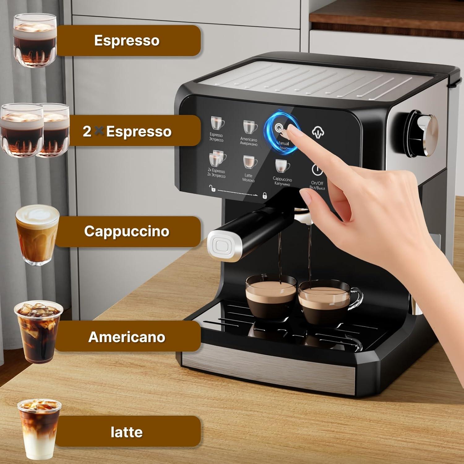 Máquina de Espresso AMZRIGG 8023 20 Bar con Espumador de Leche