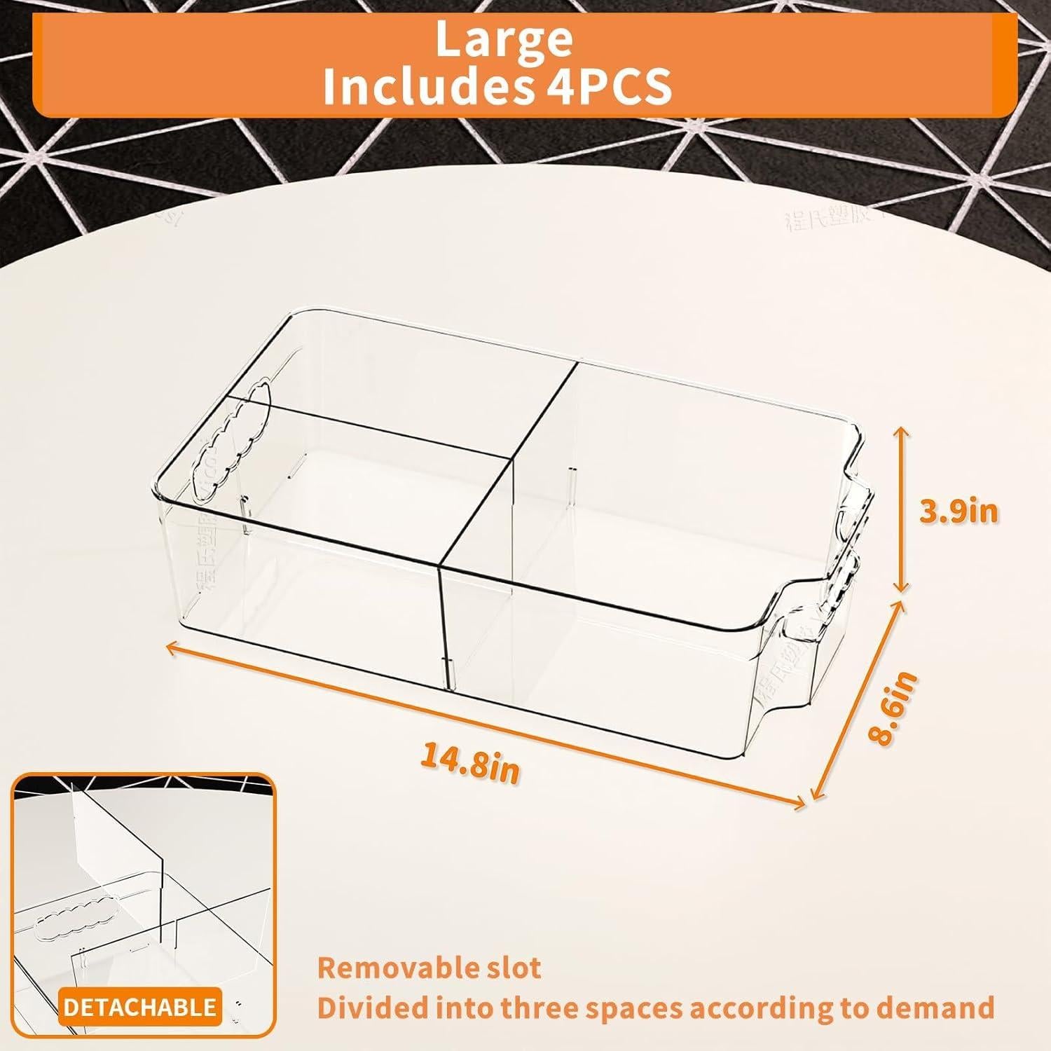 Paquete de 4 Contenedores Organizadores Transparentes 37.6x21.8cm