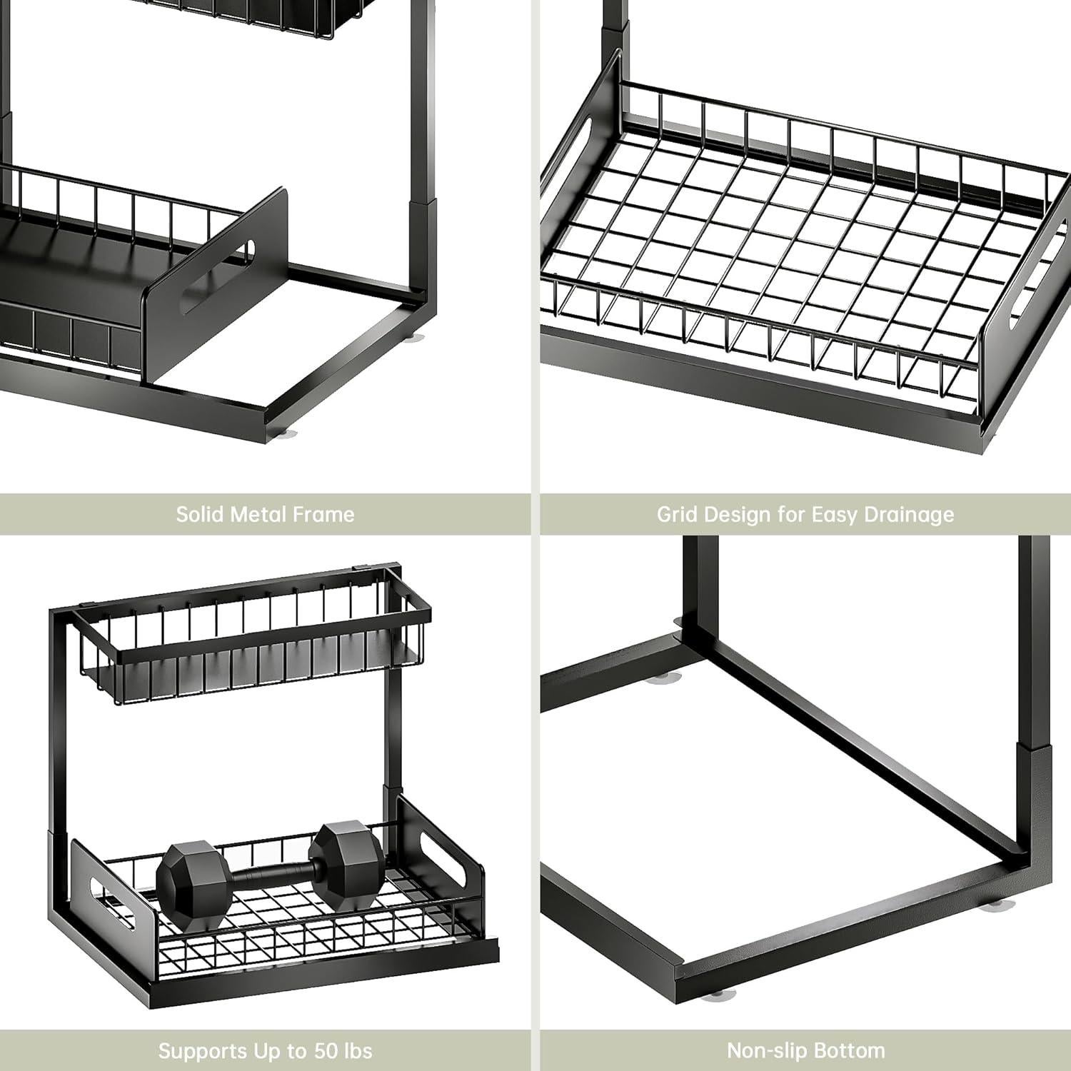 Organizador Bajo Fregadero VUSIGN 2 Niveles Negro