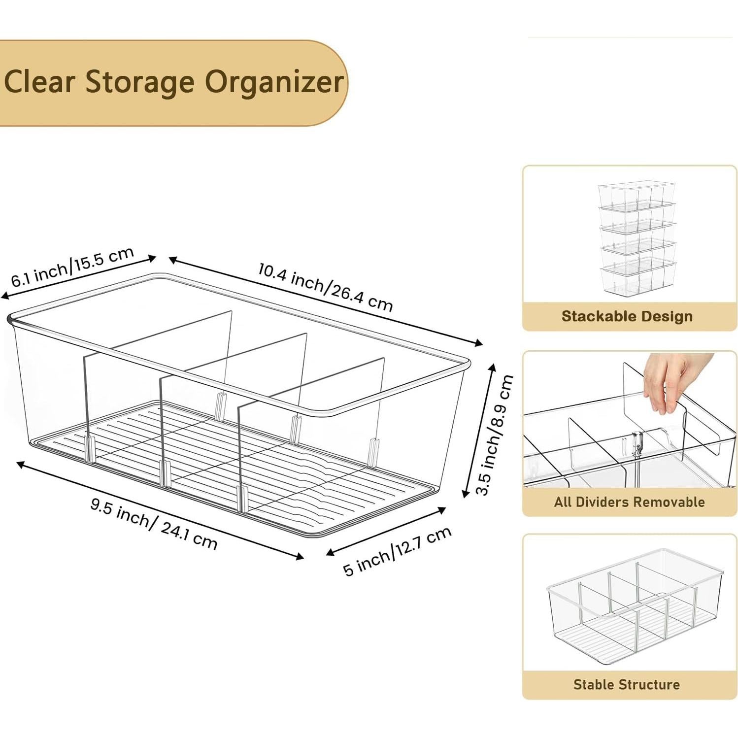 Bins de Almacenamiento Apilables AITOPMART 3 Pcs 26.4x15.5x8.9 cm