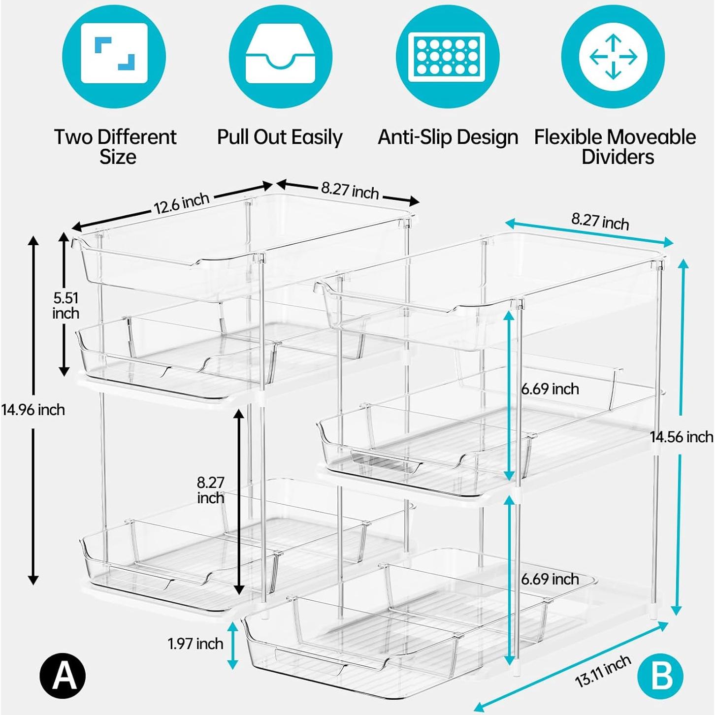 Organizador de Baño Delamu 3 Niveles Apilable 2 Set Blanco