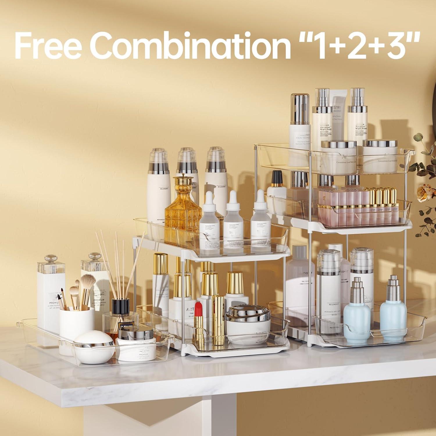 Organizador de Baño Delamu 3 Niveles Apilable 2 Set Blanco