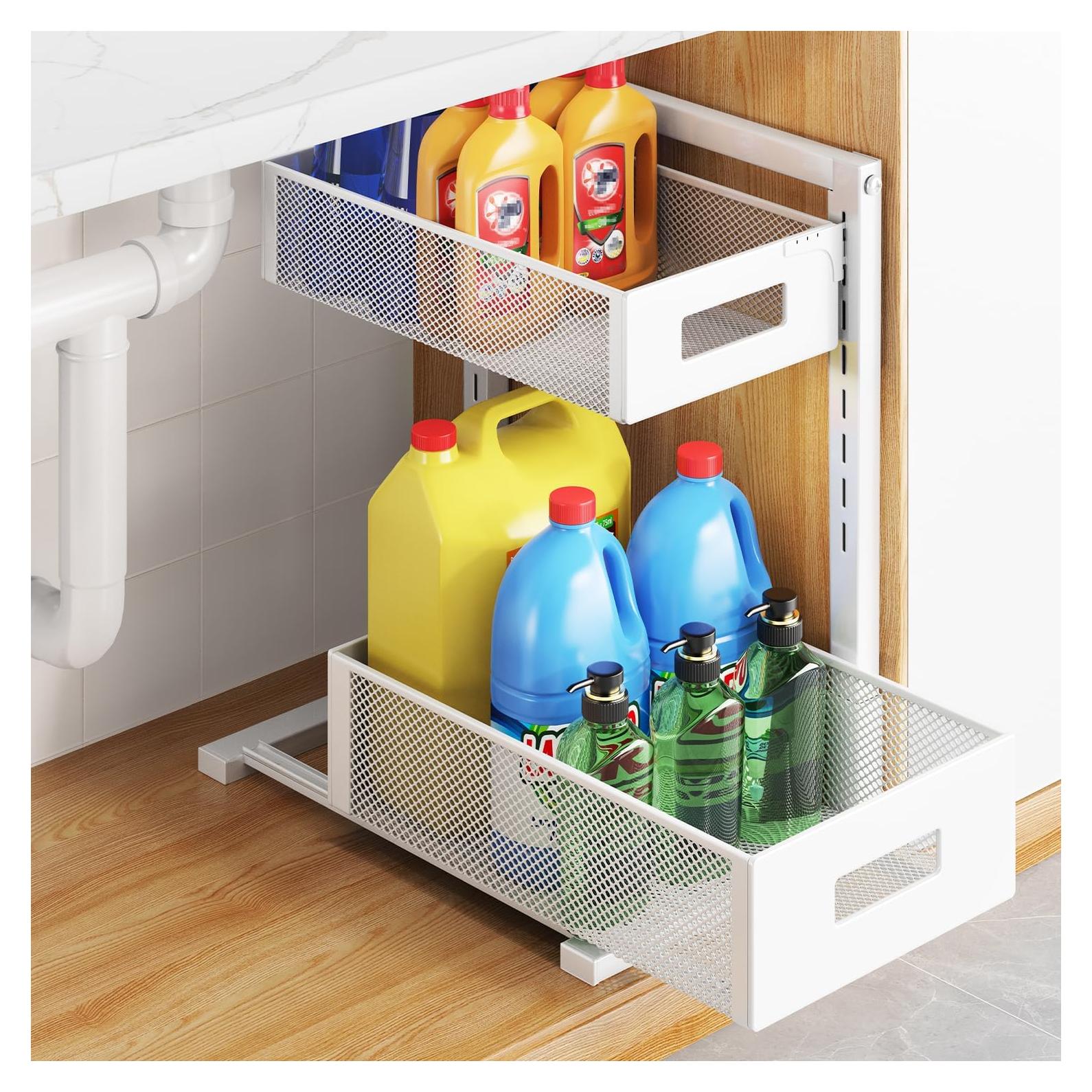 Organizador Bajo el Fregadero TISTAYA Ajustable Metal Blanco