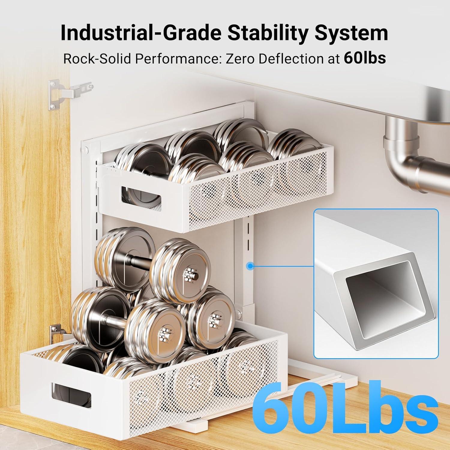 Organizador Bajo el Fregadero TISTAYA Ajustable Metal Blanco