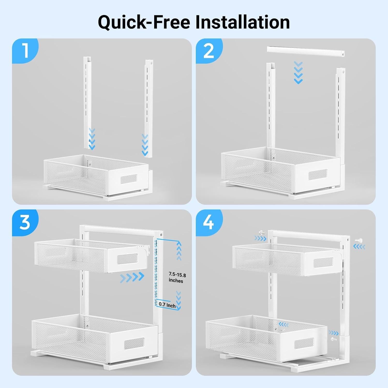 Organizador Bajo el Fregadero TISTAYA Ajustable Metal Blanco