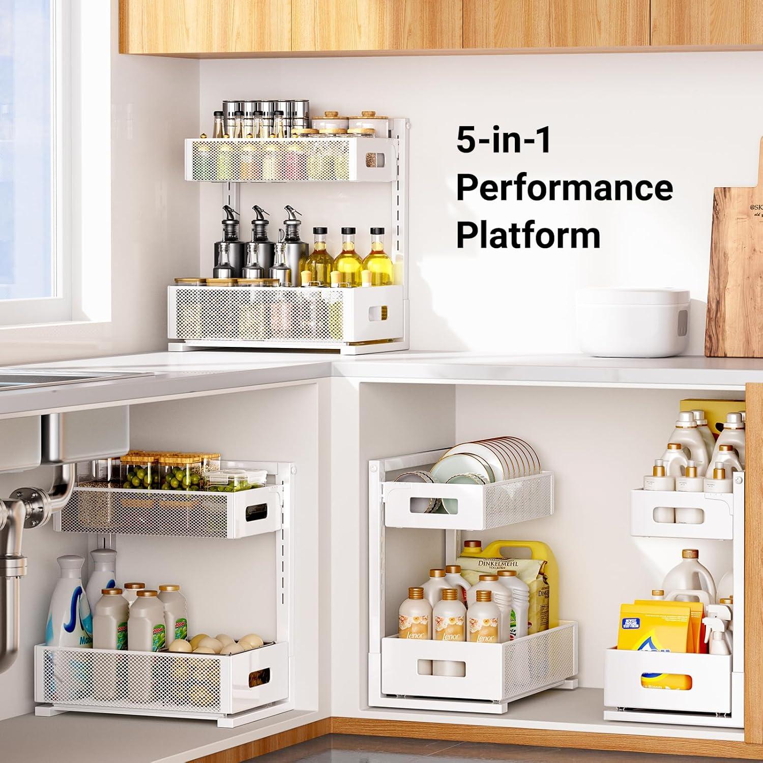 Organizador Bajo el Fregadero TISTAYA Ajustable Metal Blanco