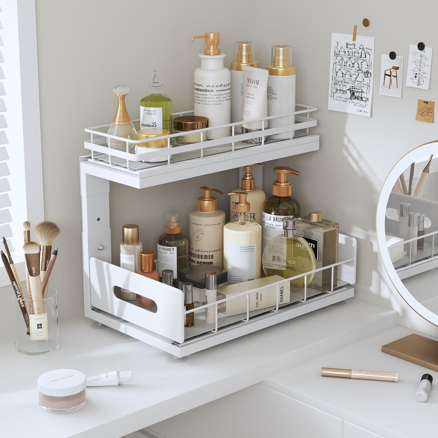 Organizador Bajo Fregadero Biboraya 2 Niveles Ajustable Blanco