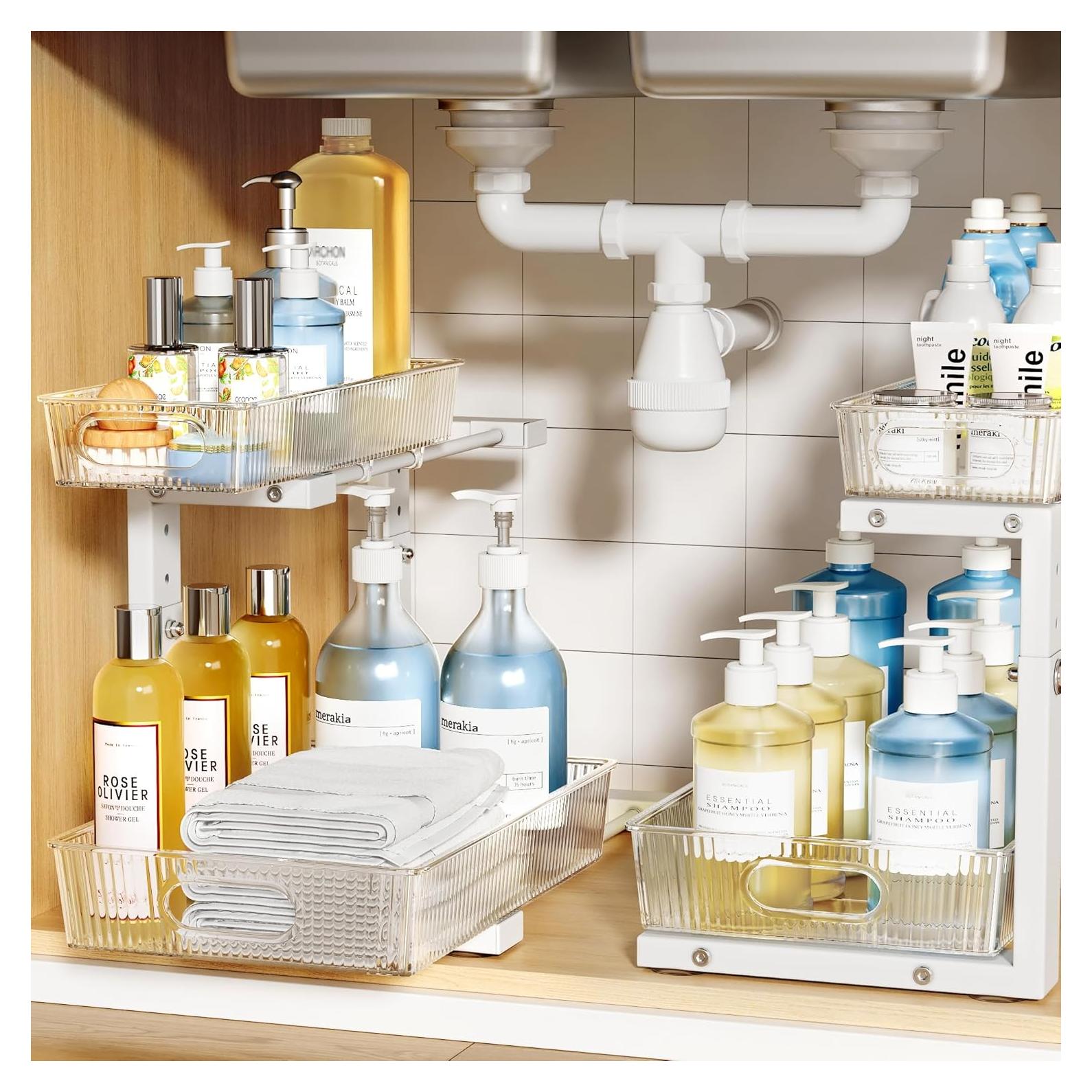 Organizador Bajo Fregadero Biboraya - Paquete de 2 Niveles Ajustable Blanco