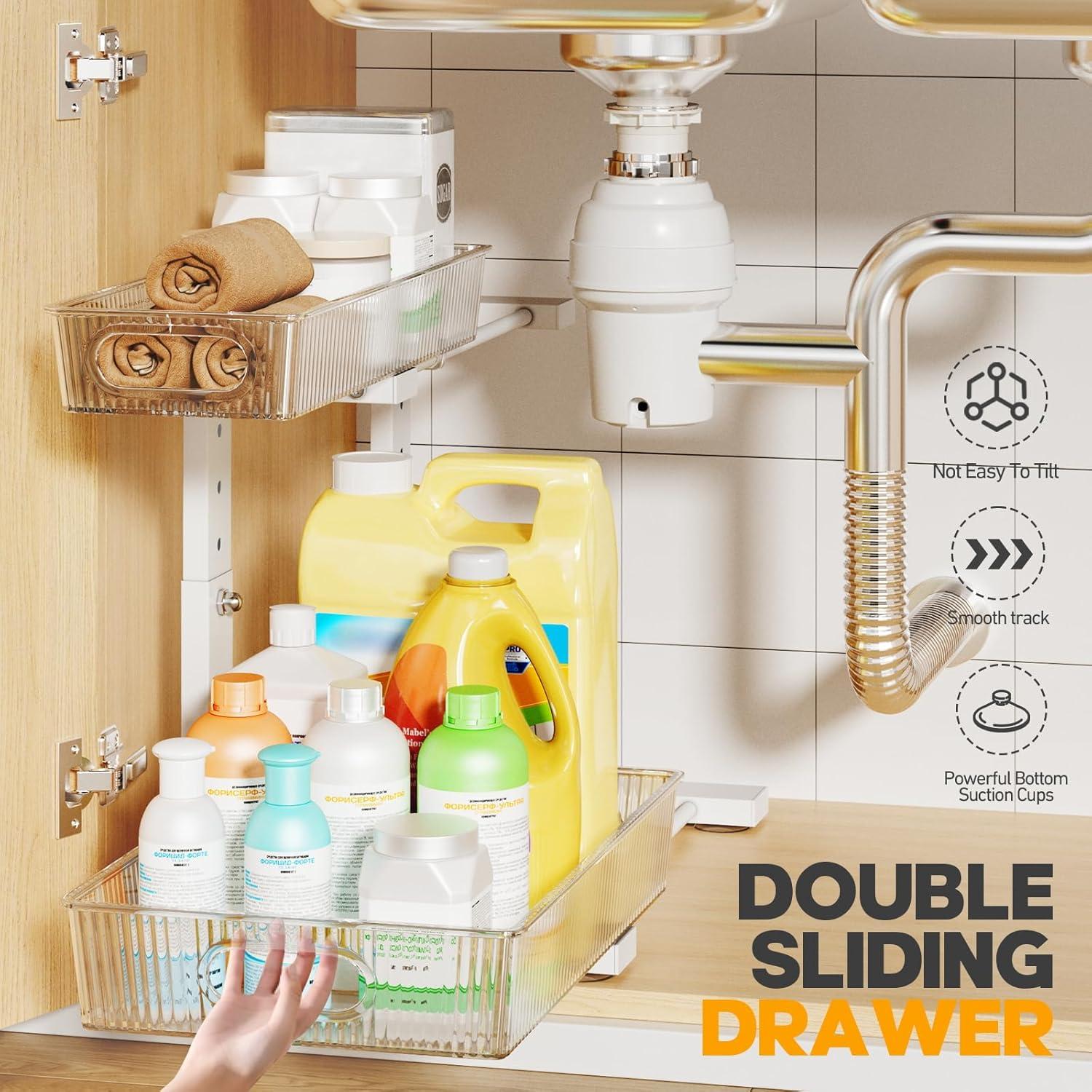 Organizador Bajo Fregadero Biboraya - Paquete de 2 Niveles Ajustable Blanco