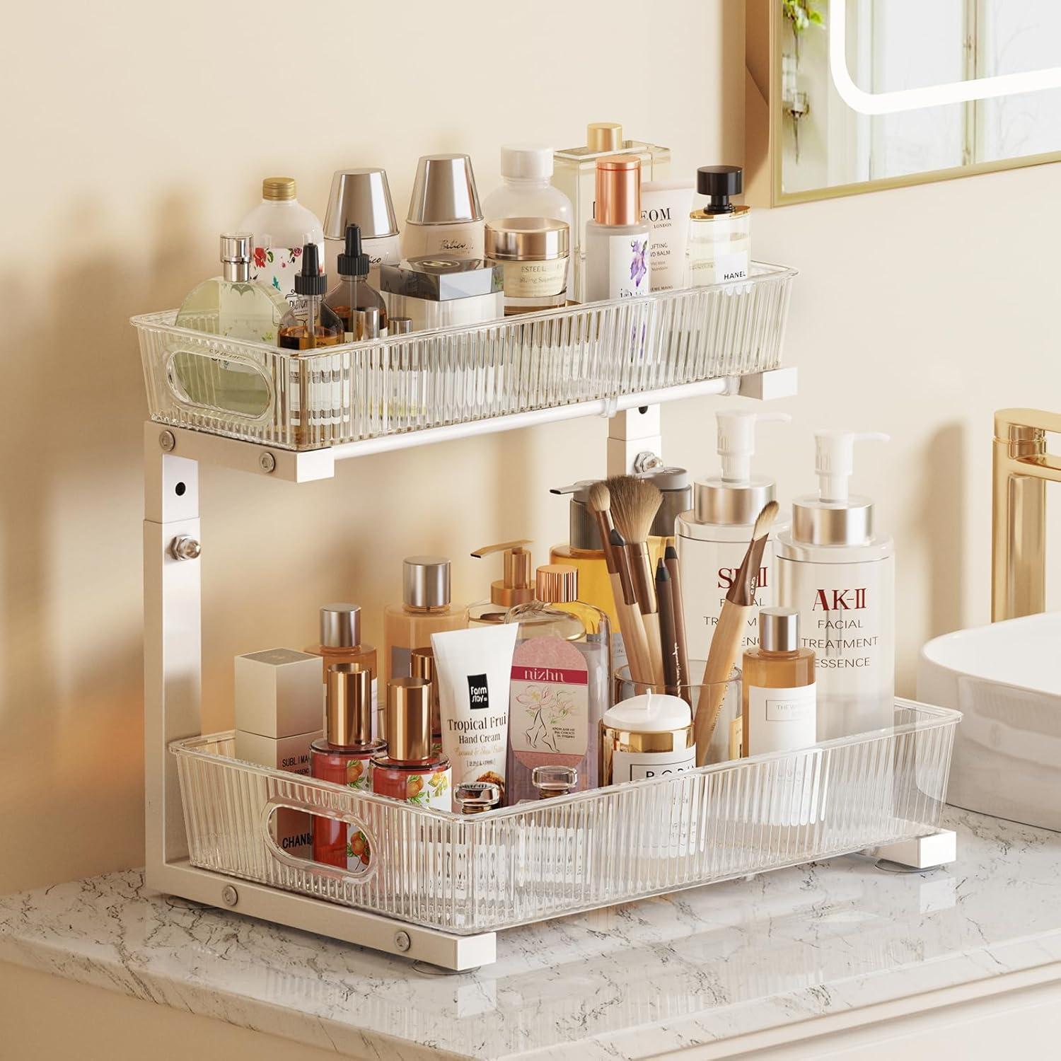 Organizador Bajo Fregadero Biboraya - Paquete de 2 Niveles Ajustable Blanco